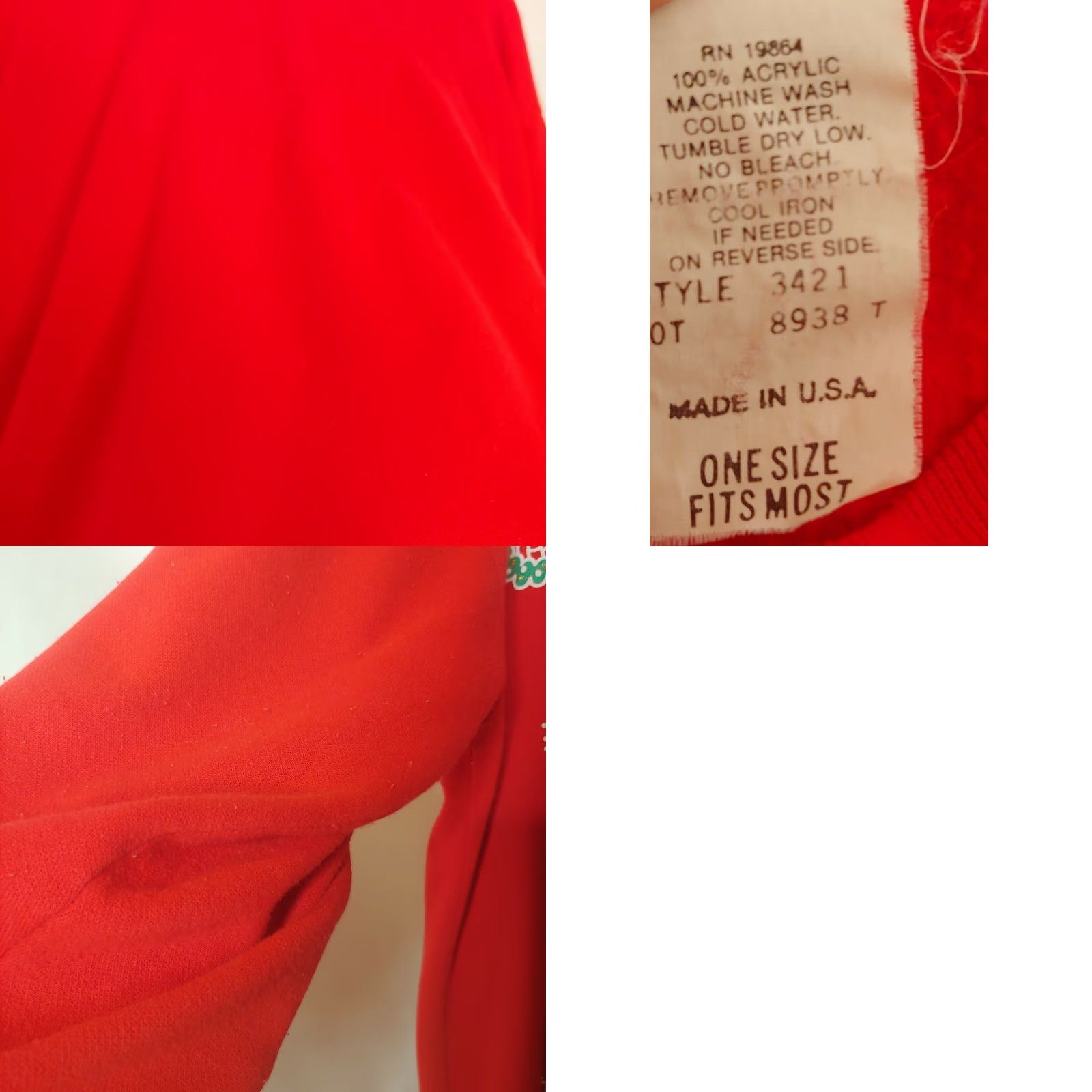 Vintage VINTAGE Precious Gems Christmas Nightgown OSFM Red Bears Cat Glitter Long Sleeve Womens Size ONE SIZE - 8 Thumbnail