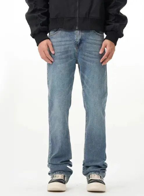 Men's American retro classic distressed washed jeans