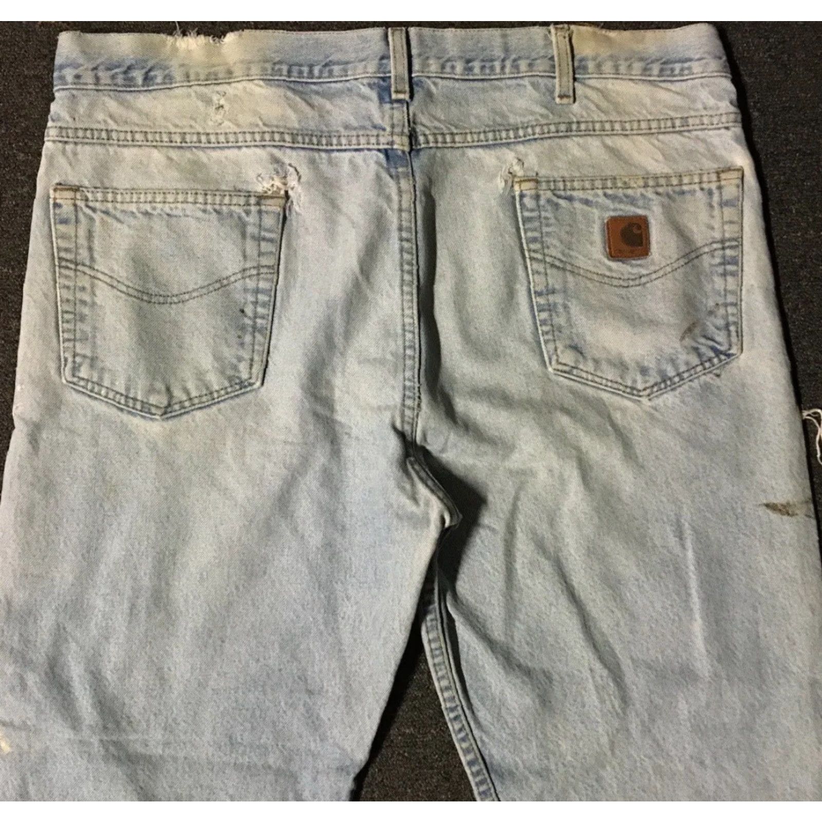 Carhartt Vtg 90s Carhartt Thrashed Faded Distress Jeans 40 Work Biker Grunge Skate Punk Size US 40 / EU 56 - 4 Thumbnail