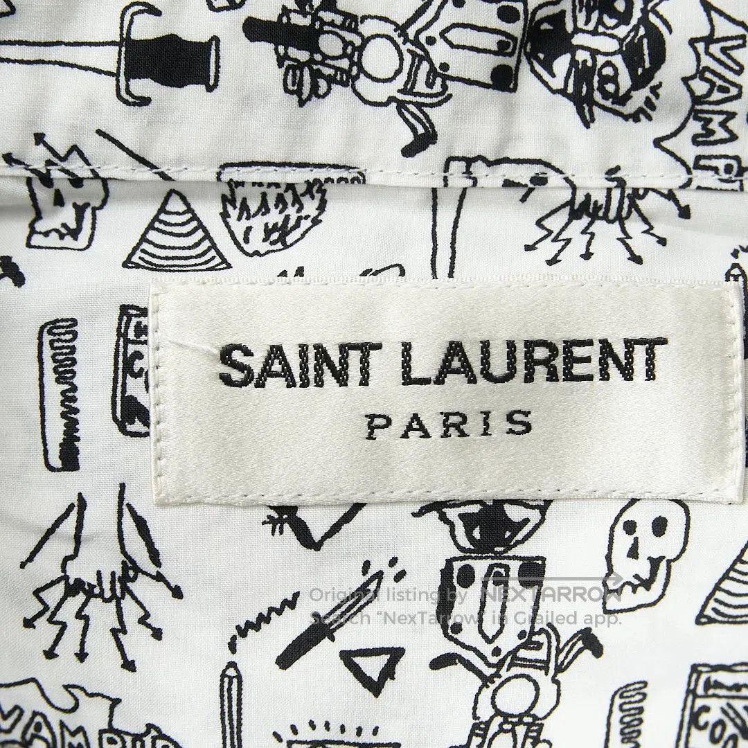 Saint Laurent Paris Saint Laurent Men's Graphic Print Cotton Shirt. Size US M / EU 48-50 / 2 - 6 Thumbnail