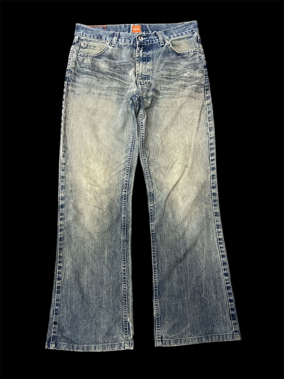 Hugo Boss × Jean FLARED‼️FADED HUGO BOS DISTRESSED DENIM PANT Size US 30 / EU 46 - 1 Thumbnail