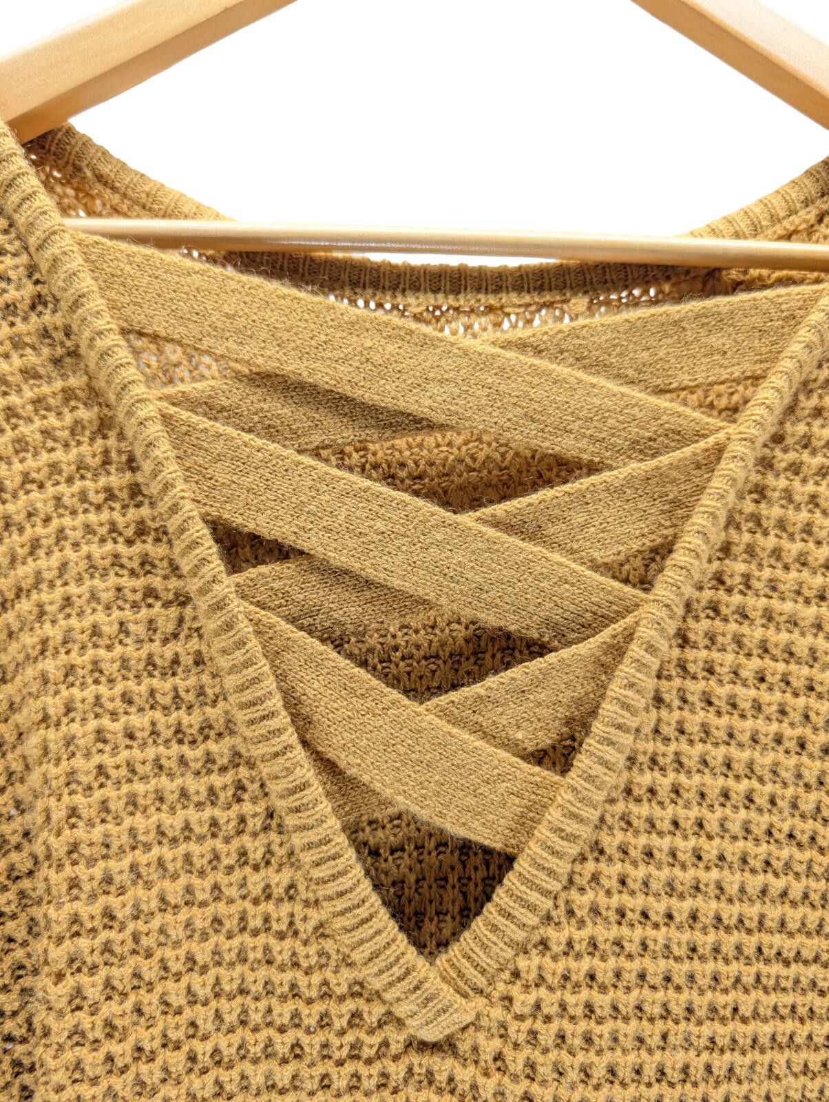 The Unbranded Brand 3X Sweater Extra Large Waffle Knit Criss Cross Back Mustard Size 3XL / US 20-22 - 4 Thumbnail