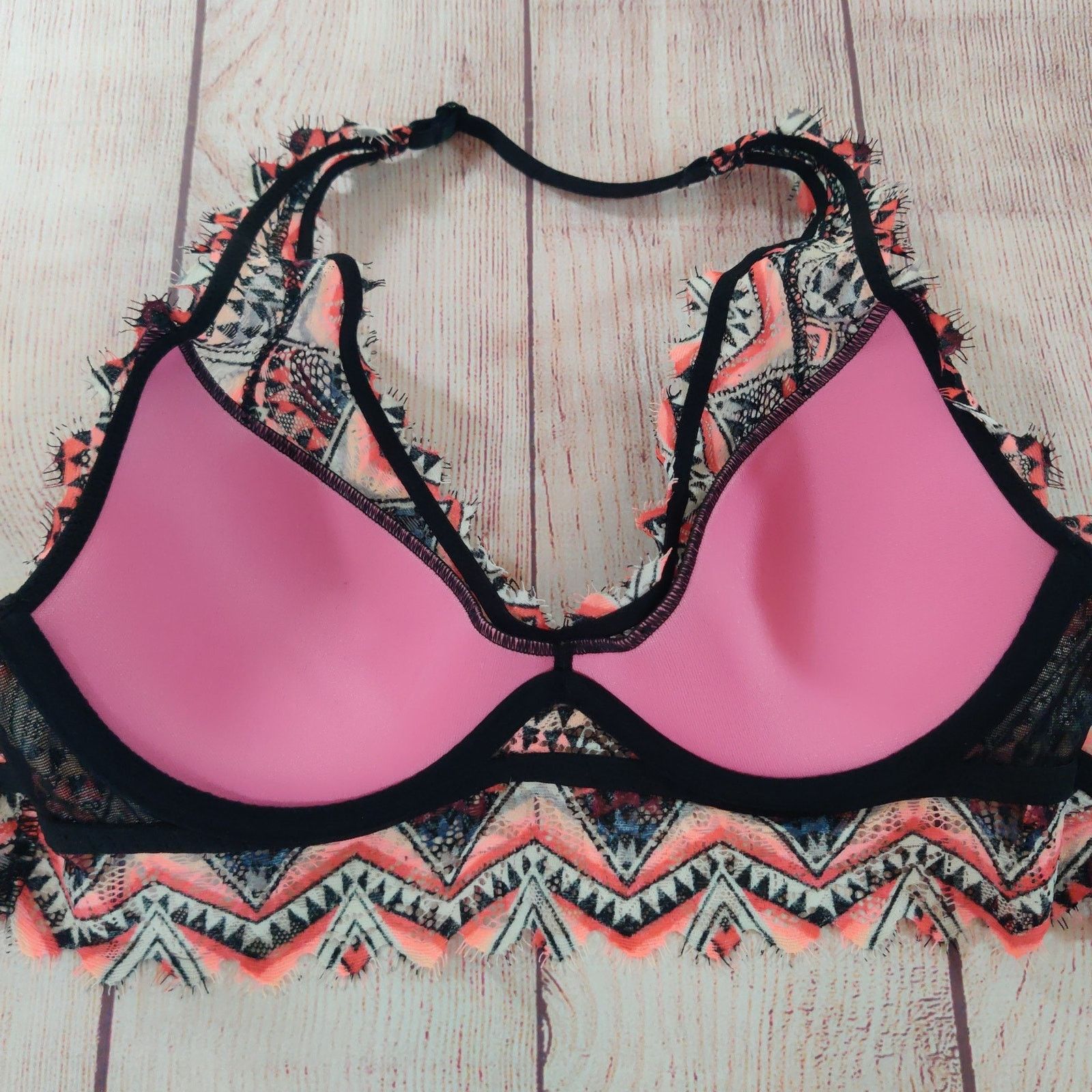 Pink PINK printed lace bralette lightly lined sz XS Size ONE SIZE - 6 Thumbnail