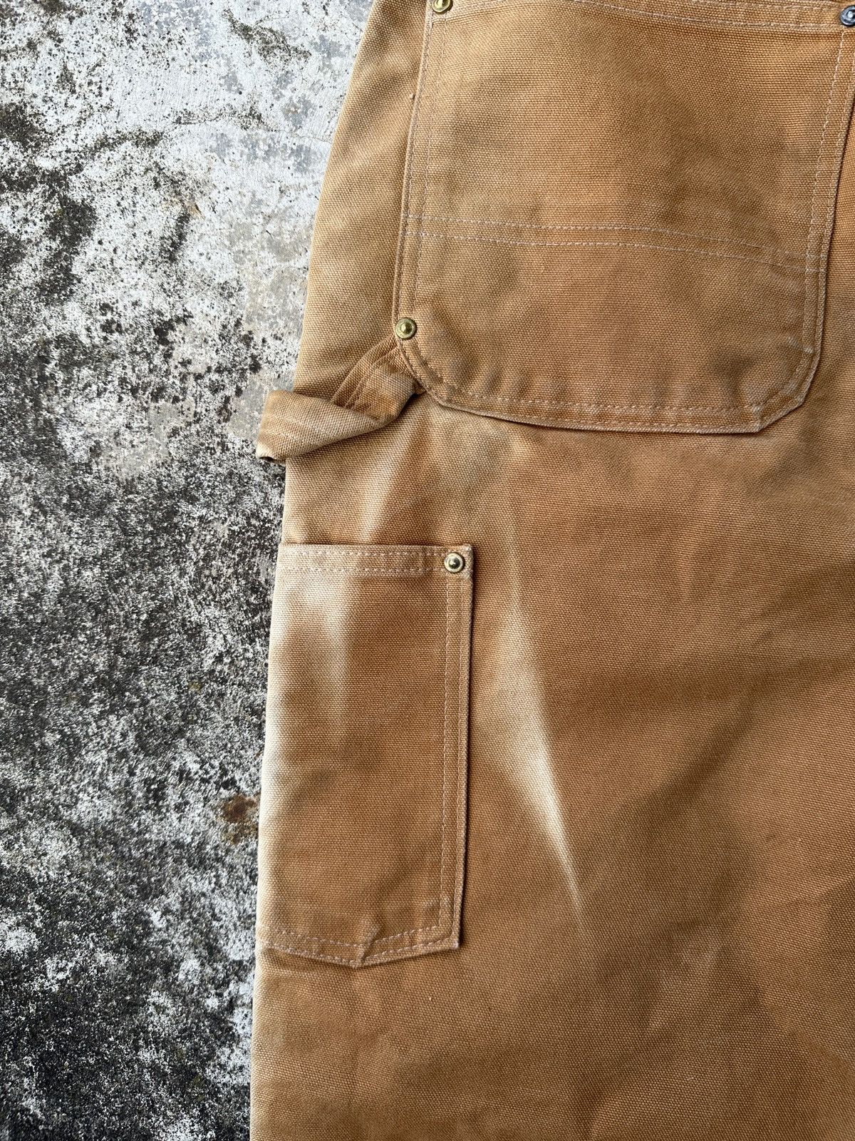 Carhartt Sun fade bleached Trashed dungarees double knee carpenter Size US 33 - 6 Thumbnail
