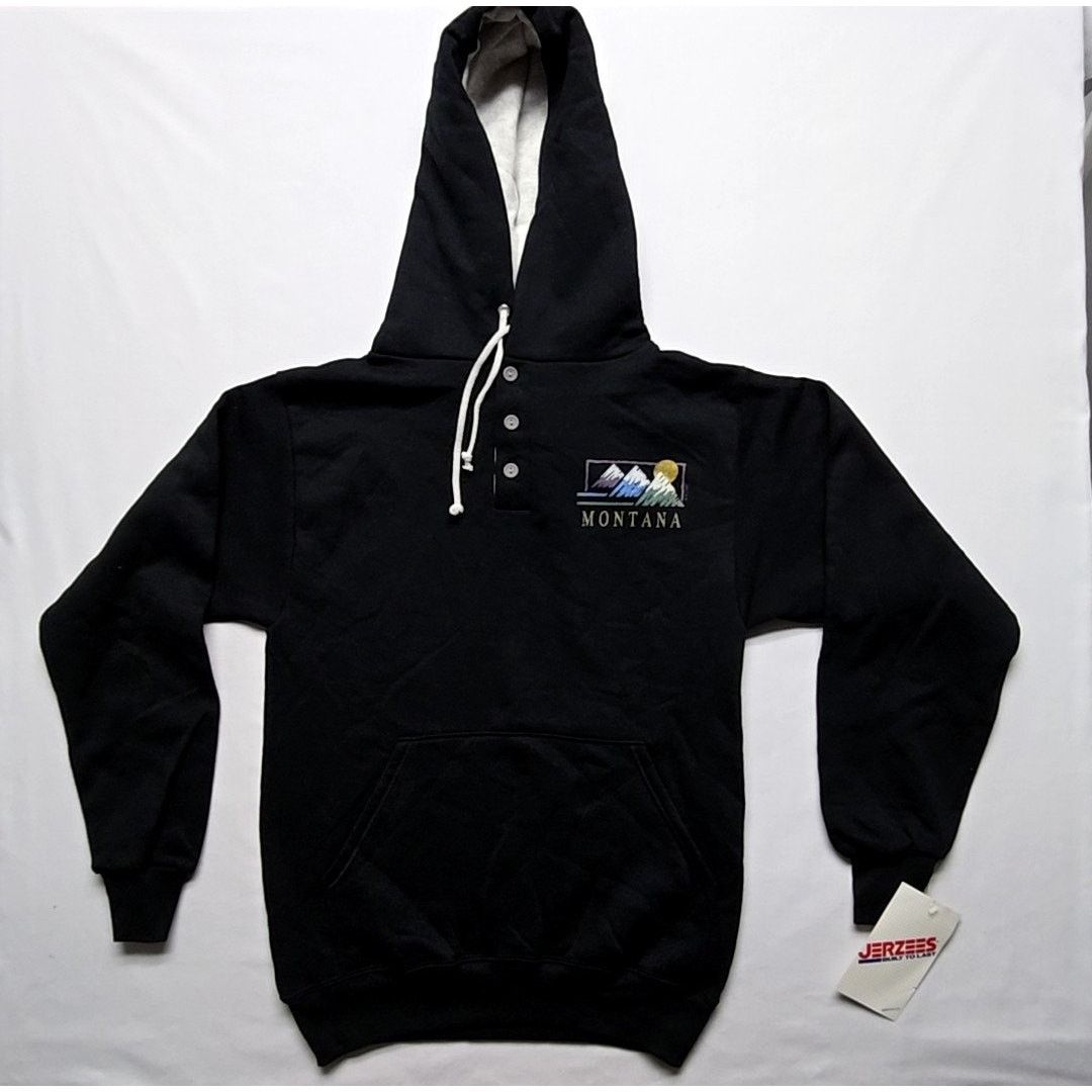 Jerzees Vintage Montana Hoodie Jerzees Black Graphic Small 90s Size US S / EU 44-46 / 1 - 1 Thumbnail