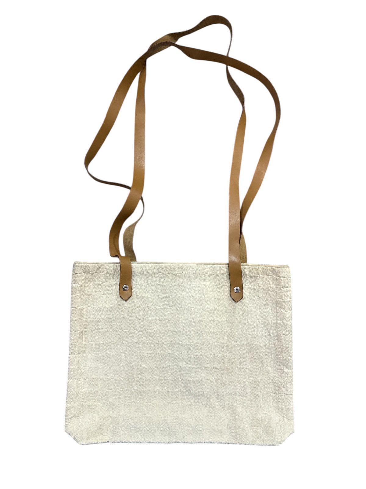 Hermes Hermès Ahmedabad white cotton with tan leather Size ONE SIZE - 1 Thumbnail