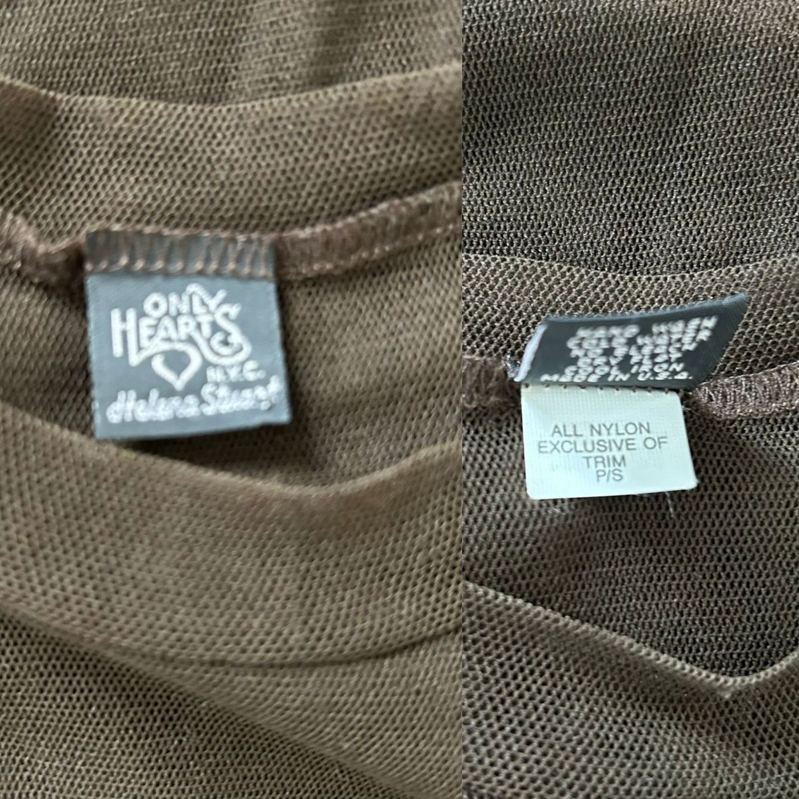 Vintage Only Hearts Brown Mesh Vintage Y2K Long Sleeve Top P/S Size XS / US 0-2 / IT 36-38 - 5 Thumbnail