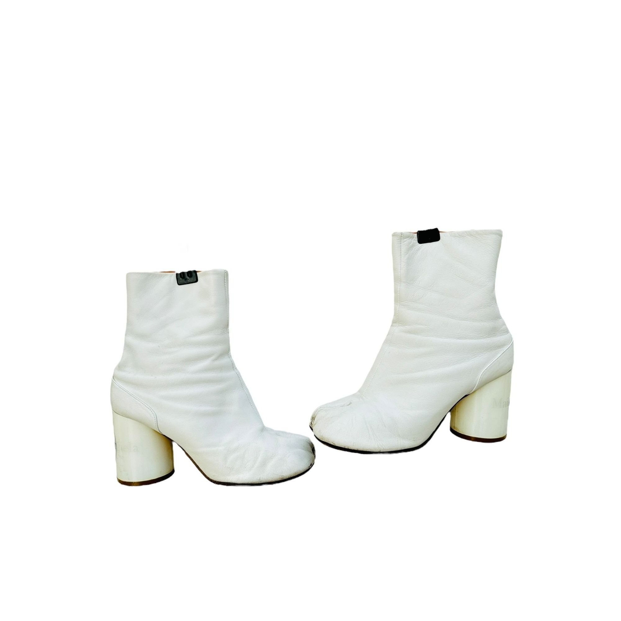 Maison Margiela White Leather Tabi Boots Size US 7 / IT 37 - 2 Thumbnail