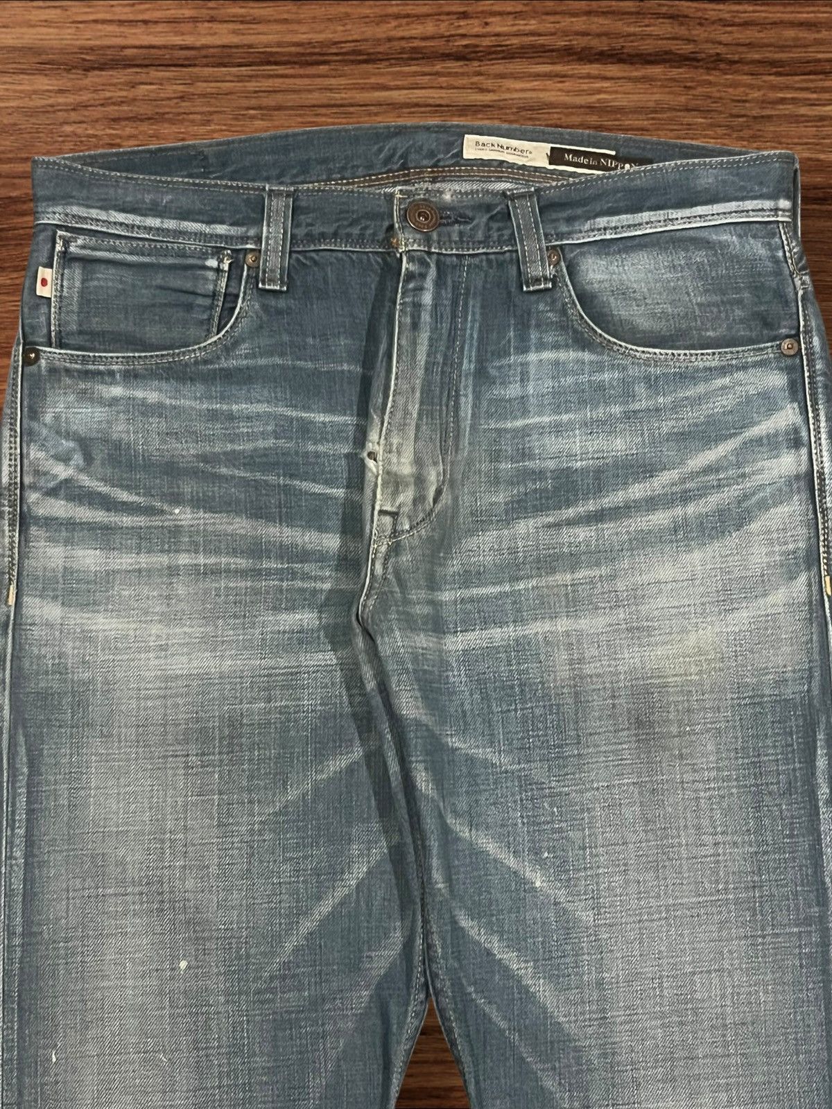 Japanese Brand × Tornado Mart Vintage Japanese Back Number Buckle Back Blue Faded Jeans Size US 33 - 4 Thumbnail