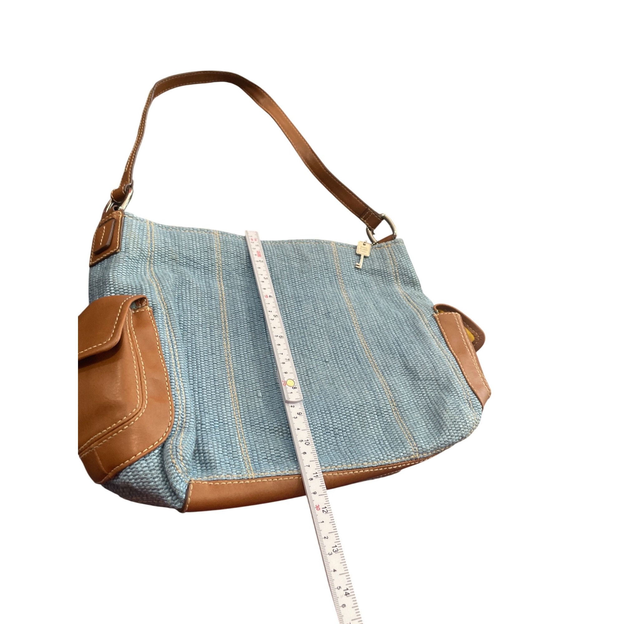 Fossil Fossil Classic Womens blue woven fabric leather Shoulder han Size ONE SIZE - 4 Thumbnail