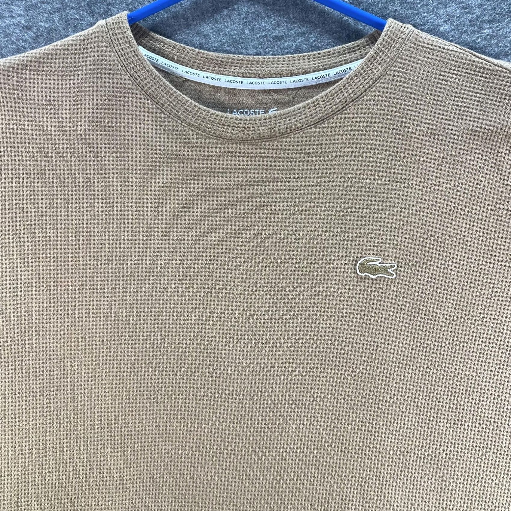Lacoste Lacoste Shirt Mens 2XL Brown Tan Waffle Thermal Long Sleeve Sleepwear TH9688 Size US XXL / EU 58 / 5 - 2 Thumbnail