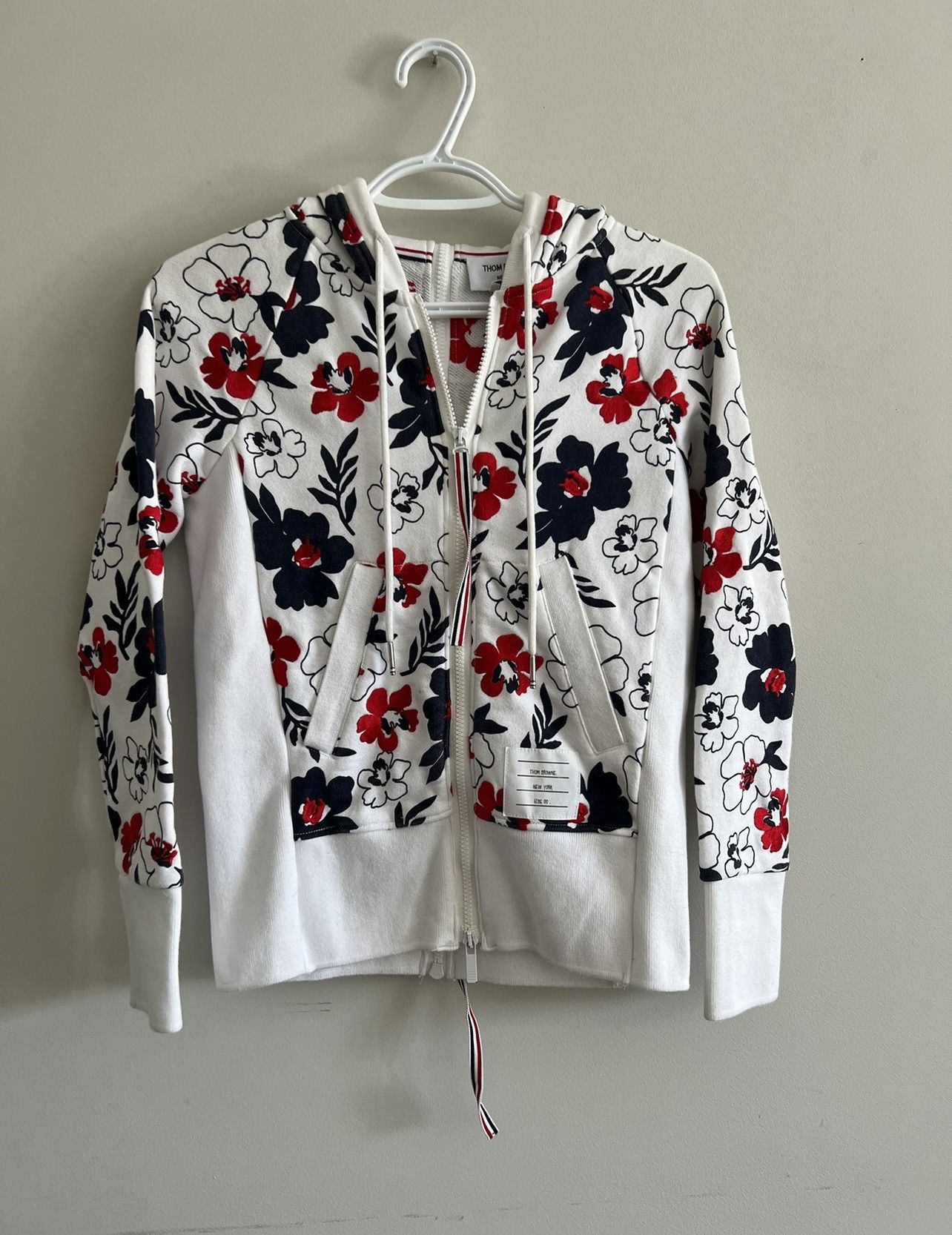 image of Thom Browne Floral Zip Hoodie, Men's (Size XS)