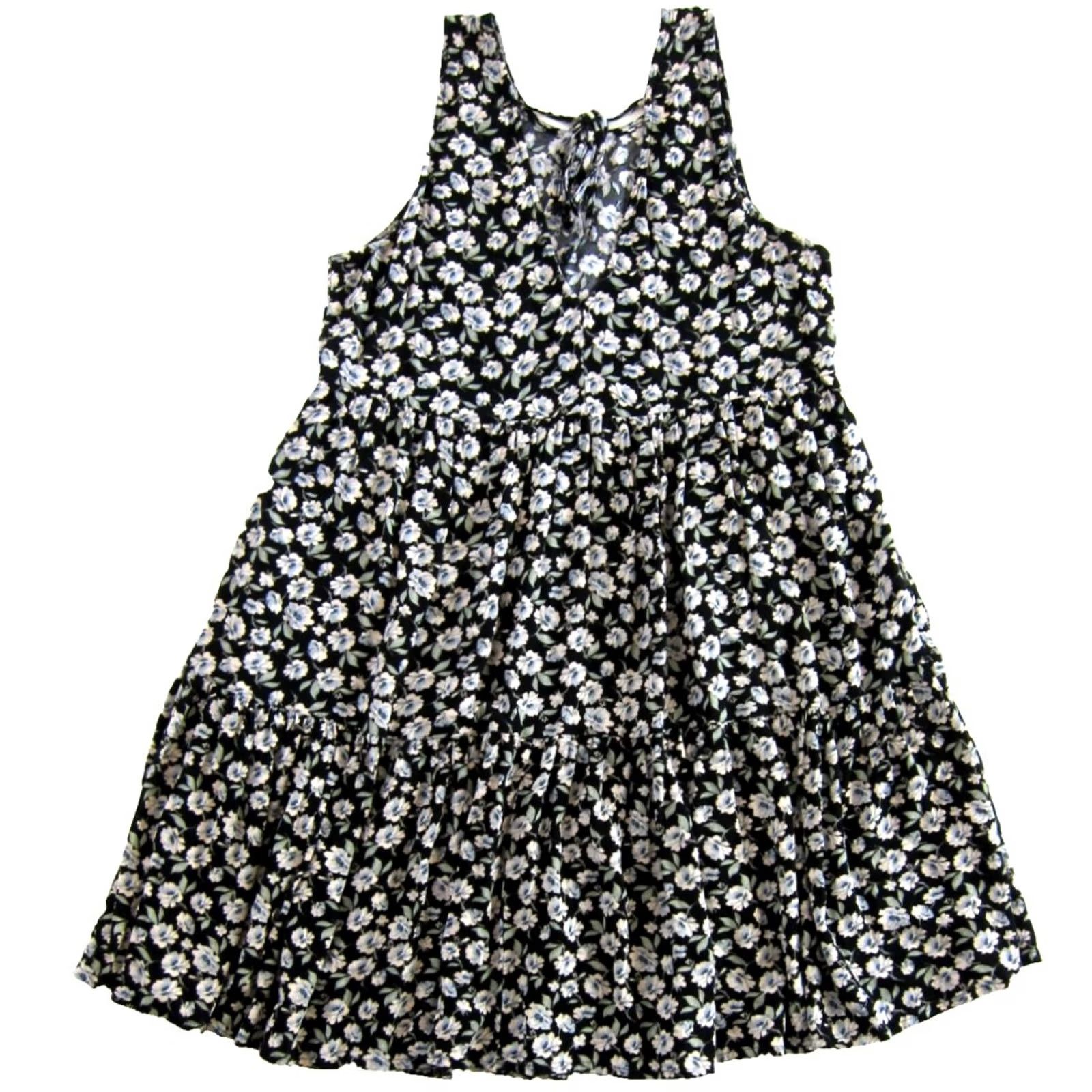 American Eagle Outfitters American Eagle Outfitters Dress Sundress Tank Dress Floral 100% Rayon Black Blue Green White S Women's Small Size S / US 4 / IT 40 - 2 Thumbnail