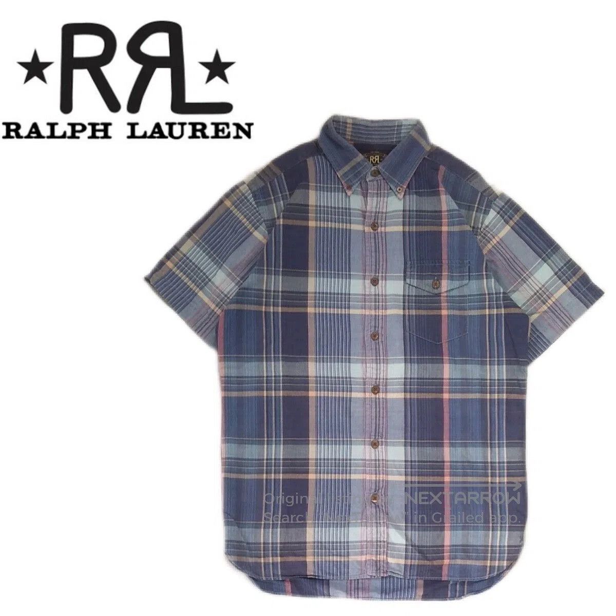 RRL Ralph Lauren Double RL Blue Check Short Sleeve Shirt. Size US XL / EU 56 / 4 - 1 Thumbnail