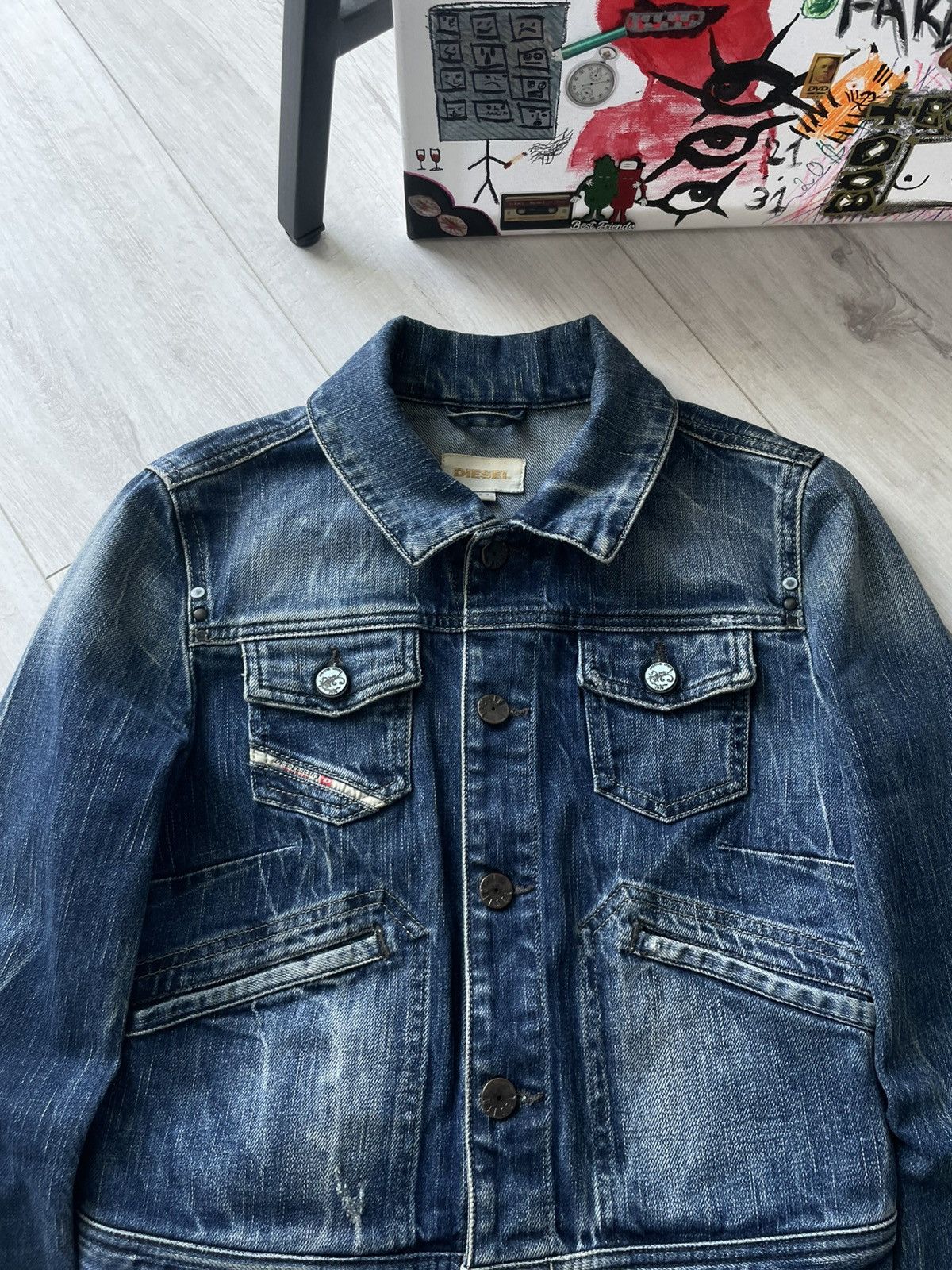 Diesel Vintage Diesel 00’s Denim Distressed Cropped Jacket Faded Size S / US 4 / IT 40 - 3 Thumbnail