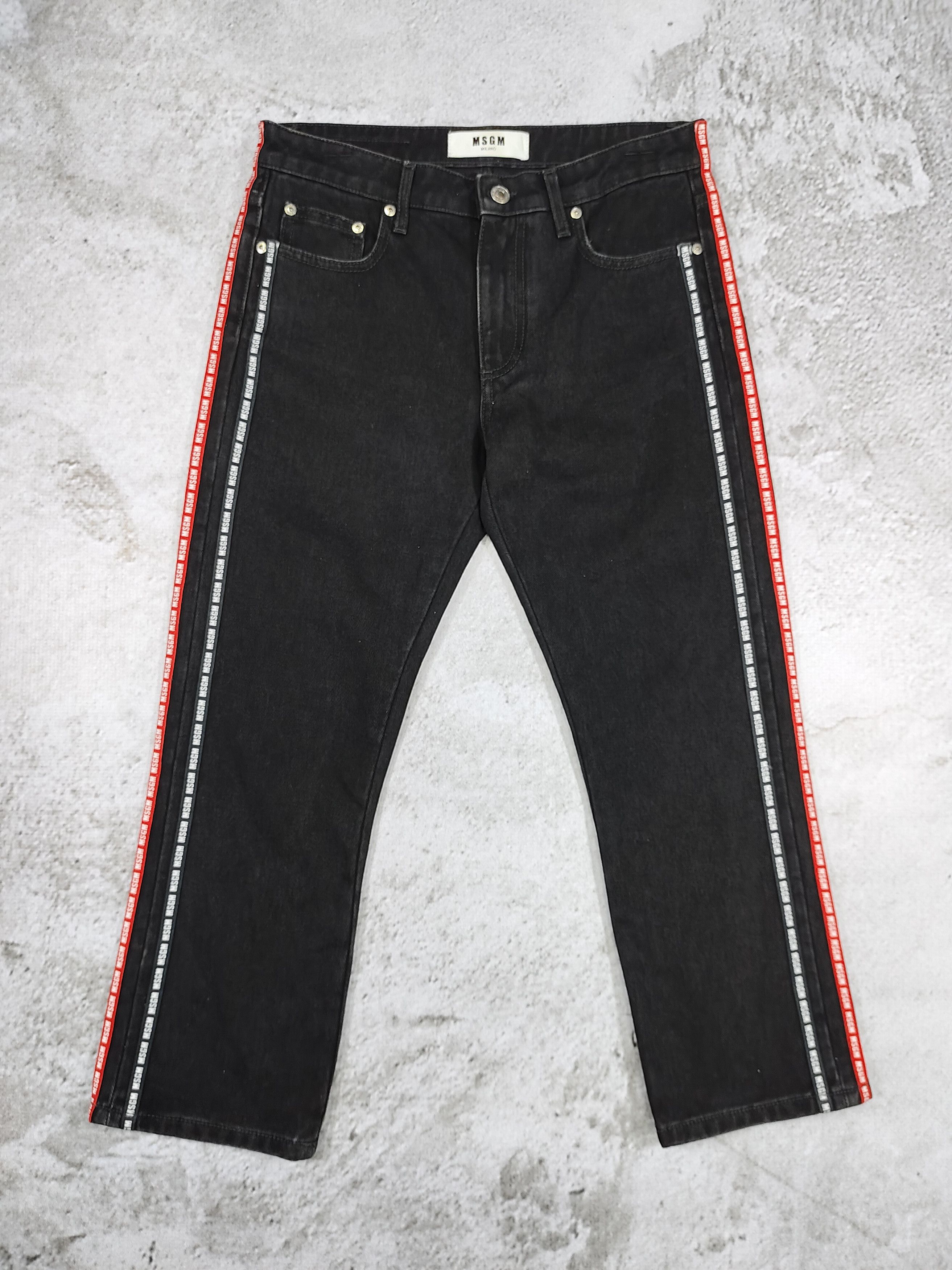 MSGM MSGM Milano- Logo Tape Side Stripe Cropped Jeans Size 30" / US 8 / IT 44 - 1 Thumbnail