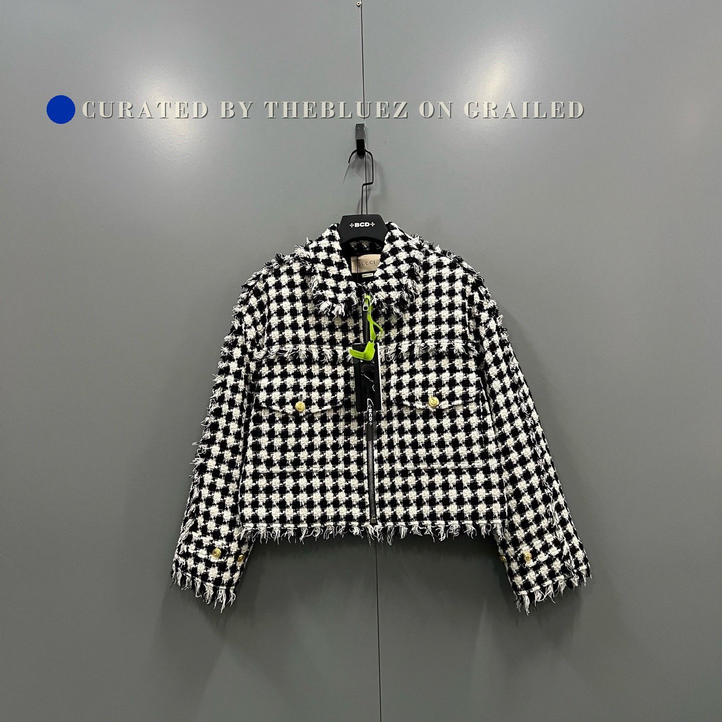Gucci Gucci Black White Houndstooth Zip Square Collar Jacket Size M / US 6-8 / IT 42-44 - 1 Thumbnail