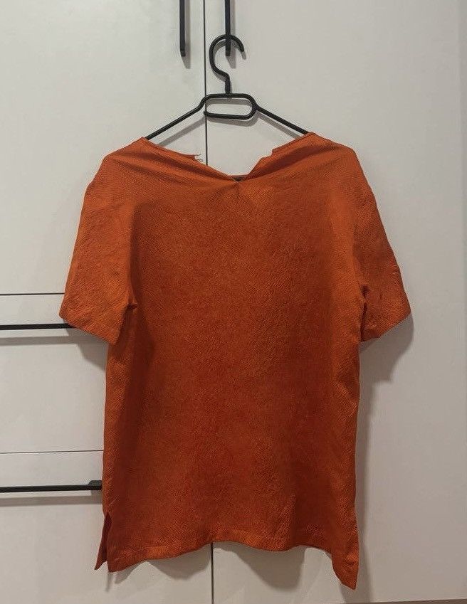 Max Mara Max Mara Pure Silk Textured Top – Orange Size L / US 10 / IT 46 - 2 Thumbnail