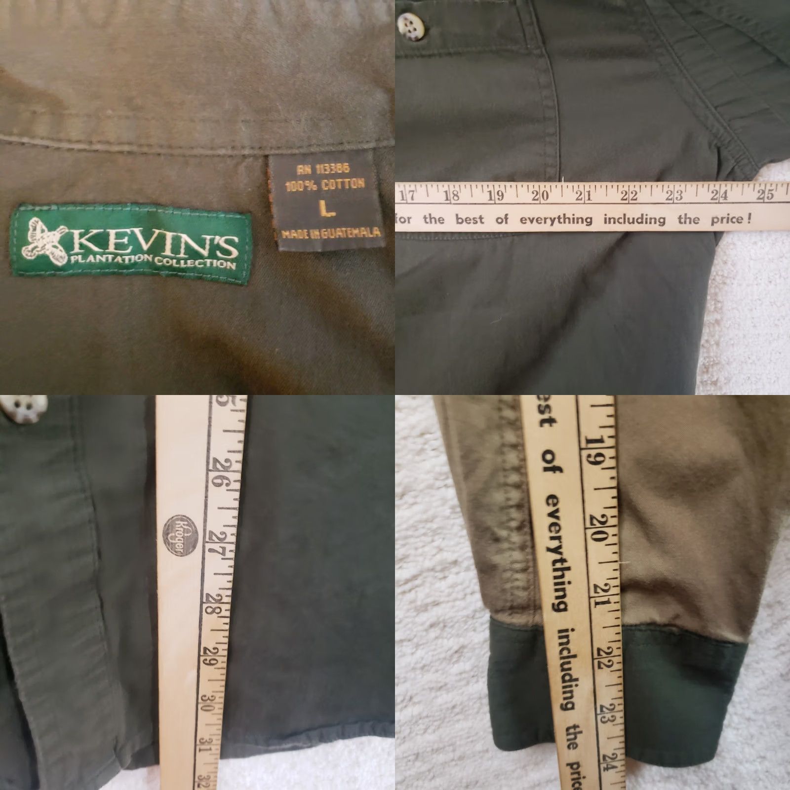 Vintage Kevin's Plantation Shooting Shirt Men’s L Green Button-Up Long Sleeve Patch" Size US L / EU 52-54 / 3 - 10 Thumbnail