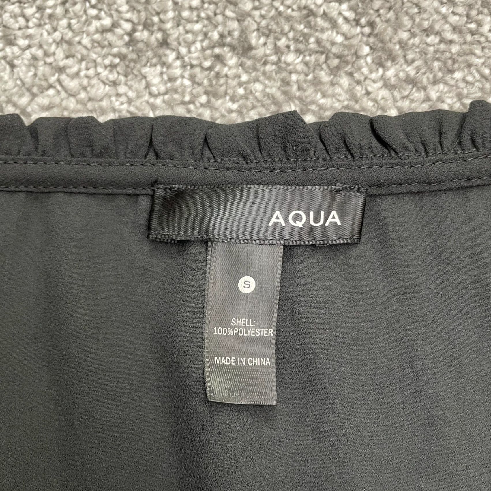 AQUA Aqua Blouse Womens Small Black Long Sleeve Henley V-Neck Top Size S / US 4 / IT 40 - 4 Thumbnail