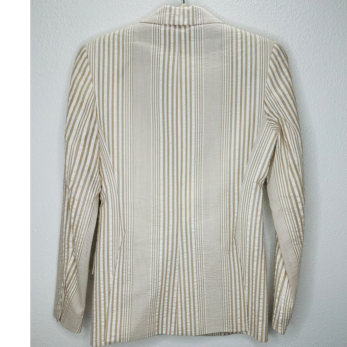 Other Alvin Valley Tan & Cream Stripe 3-Button Blazer Jacket 34 Size S / US 4 / IT 40 - 4 Thumbnail