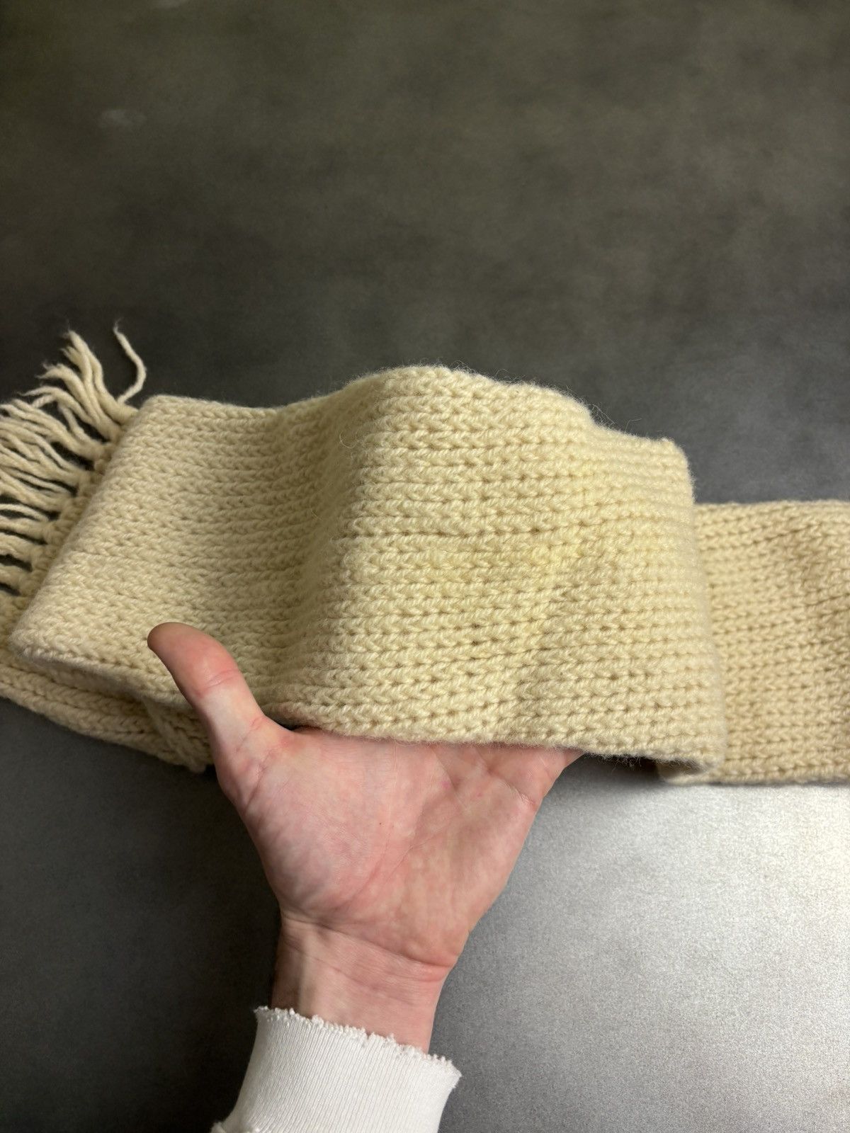 Aran Isles Knitwear × Vintage Vintage Scarf Cream Cable Knit Wool Acrylic Handknit 70s 80s Size ONE SIZE - 8 Thumbnail