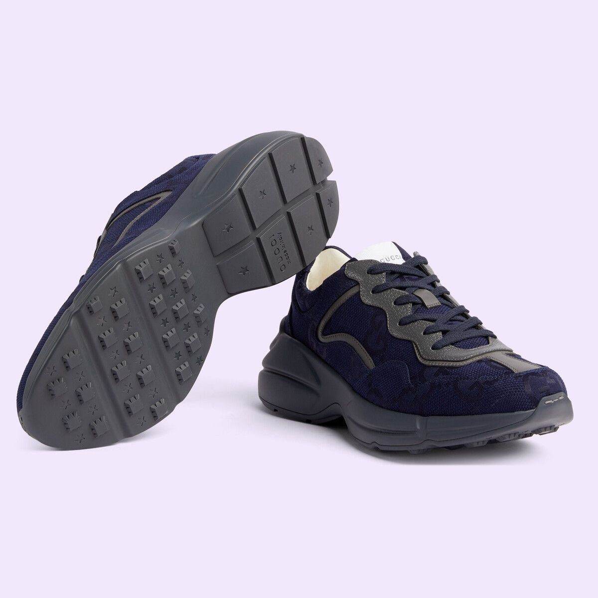 Gucci o1s1wg111025 Macro GG Fabric Sneakers in Blue Size US 11 / EU 44 - 6 Thumbnail
