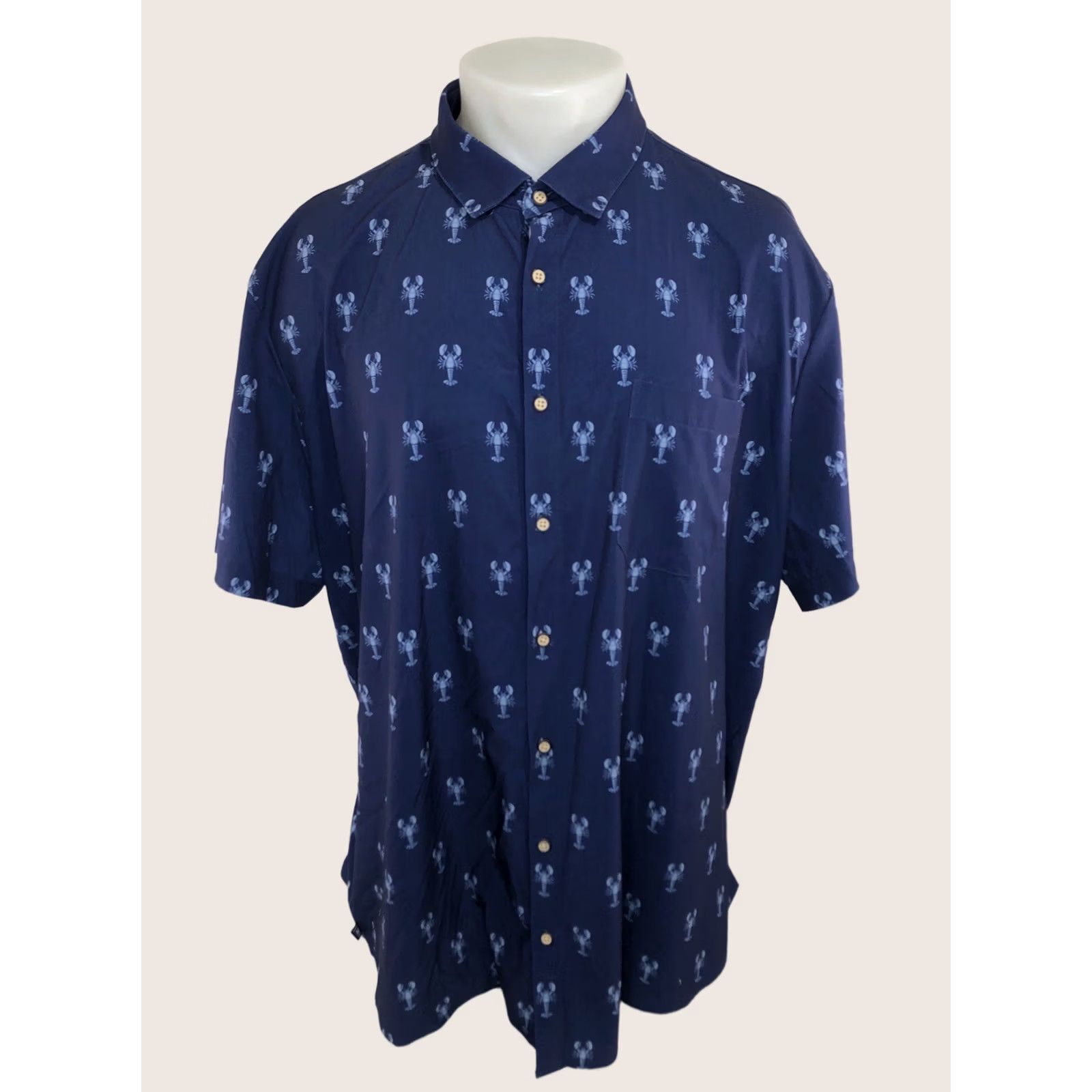 Mizzen+Main MIZZEN+MAIN LOBSTER / CRAWFISH ALL OVER Leeward XXL Shirt Men Short Sleeve Button-Up 2XL Blue Size US XXL / EU 58 / 5 - 1 Thumbnail