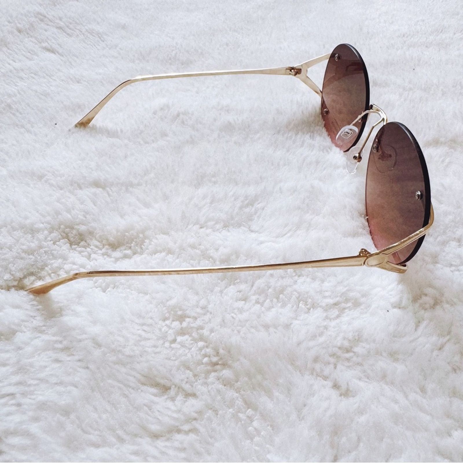 Other Ruth Clear Brown & Pink Round Metal Sunglasses Size ONE SIZE - 6 Thumbnail