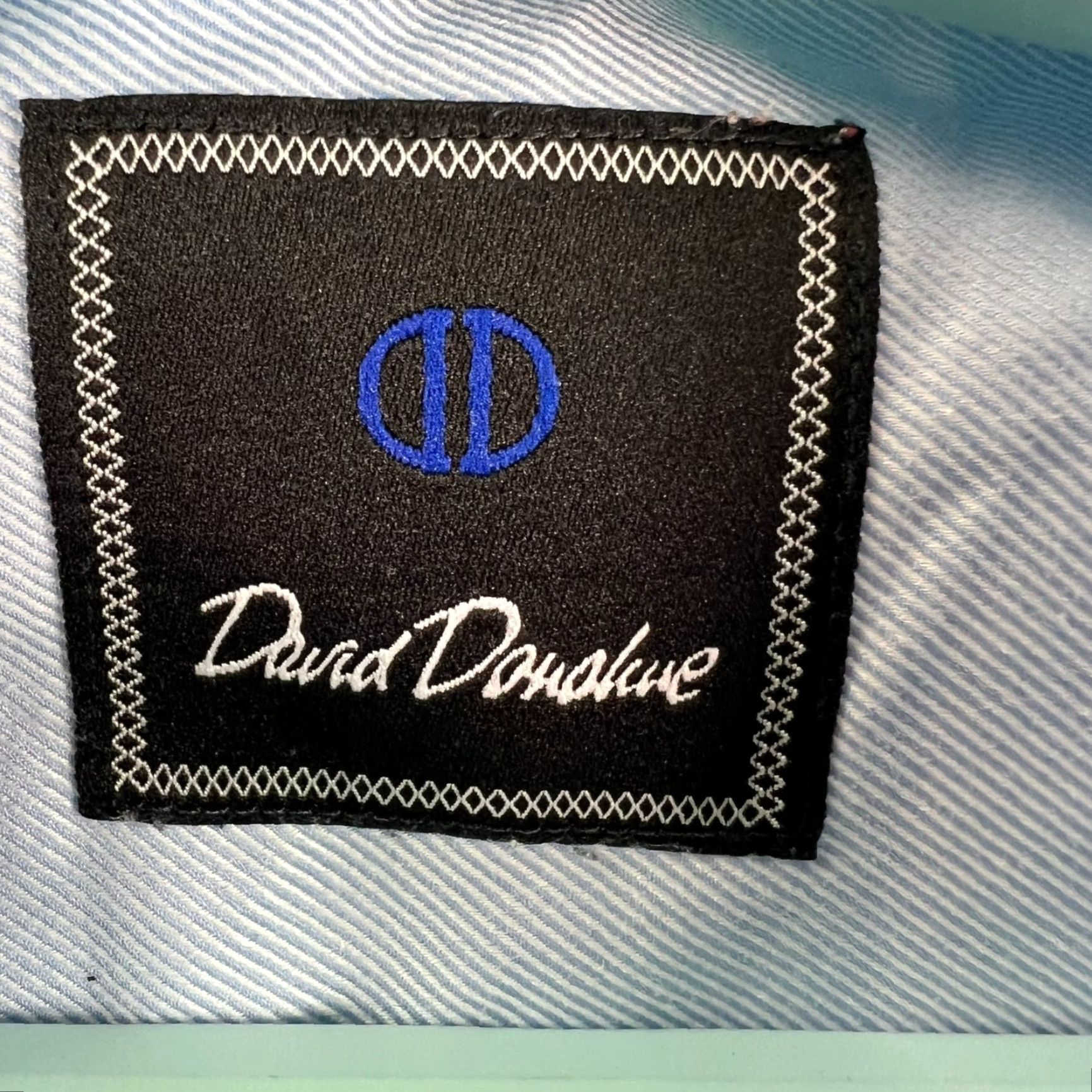 David Donahue VINTAGE David Donahue Dress Shirt Men 17 52 Blue Long Sleeve Regular 100% Cotton Solid Embroidered Logo Mens Size US XL / EU 56 / 4 - 5 Thumbnail