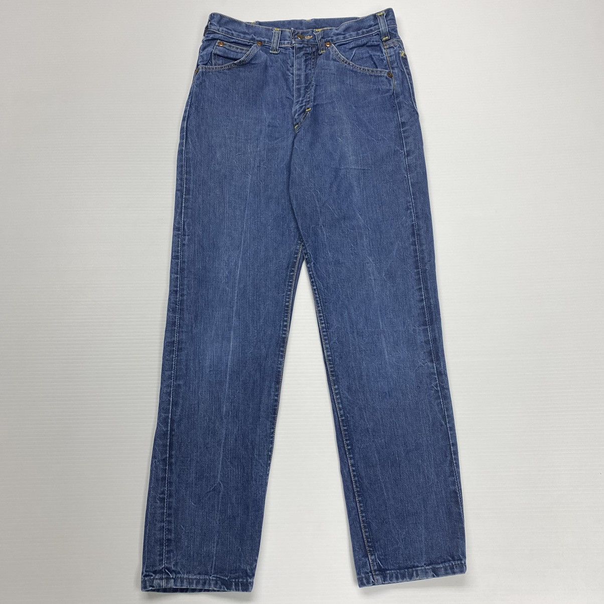 image of 60S Lee Leen Sanforized Medium Wash Blue Denim Jeans 28X29, Men's (Size 30)