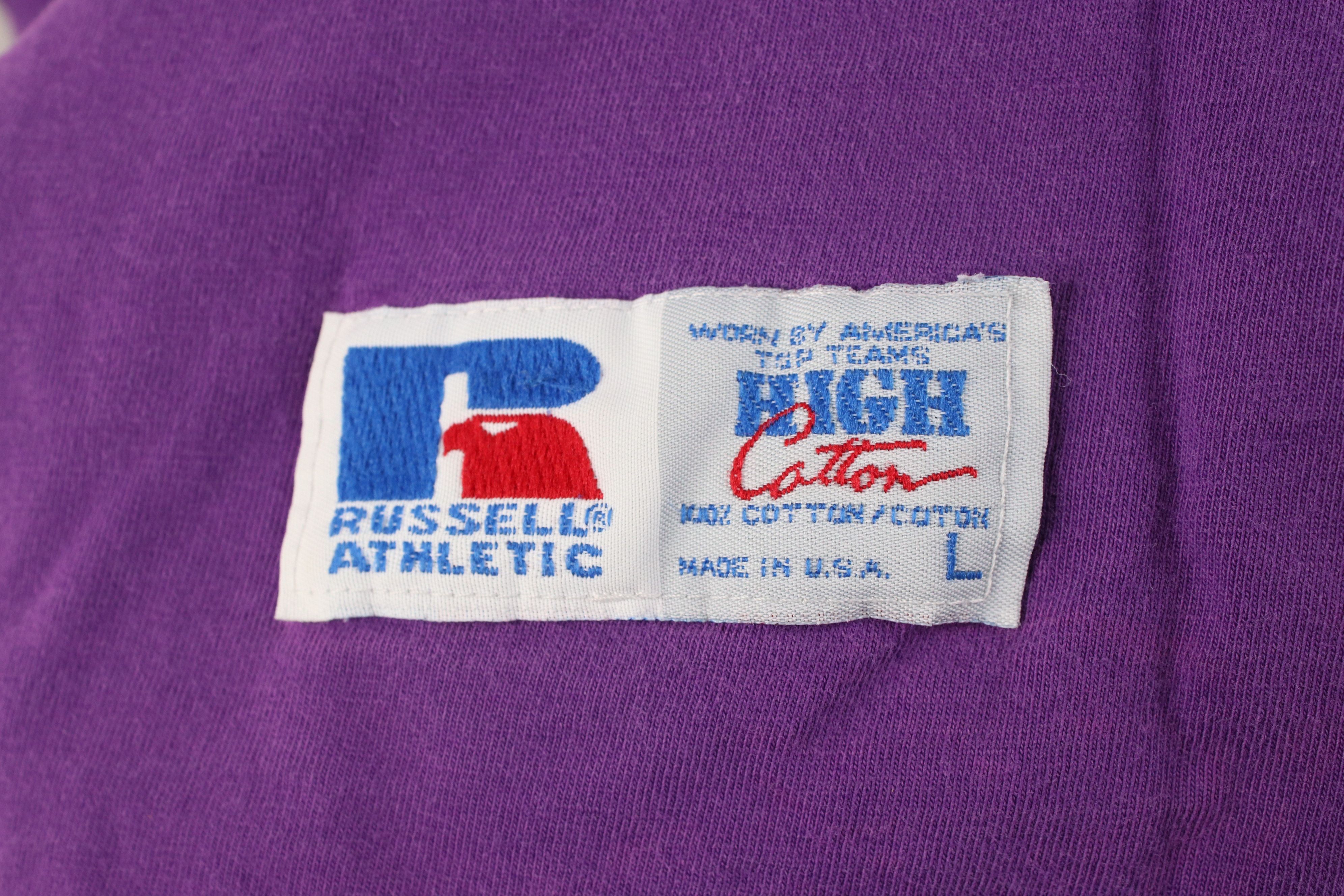 Russell Athletic Vintage 90s Russell Athletic Blank Cotton T-Shirt Purple USA Size US L / EU 52-54 / 3 - 6 Thumbnail