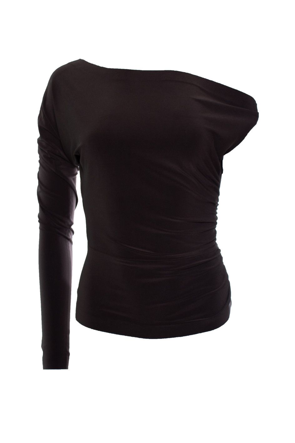 Norma Kamali Norma kamali, brown stretch one sleeved top Size S / US 4 / IT 40 - 1 Thumbnail