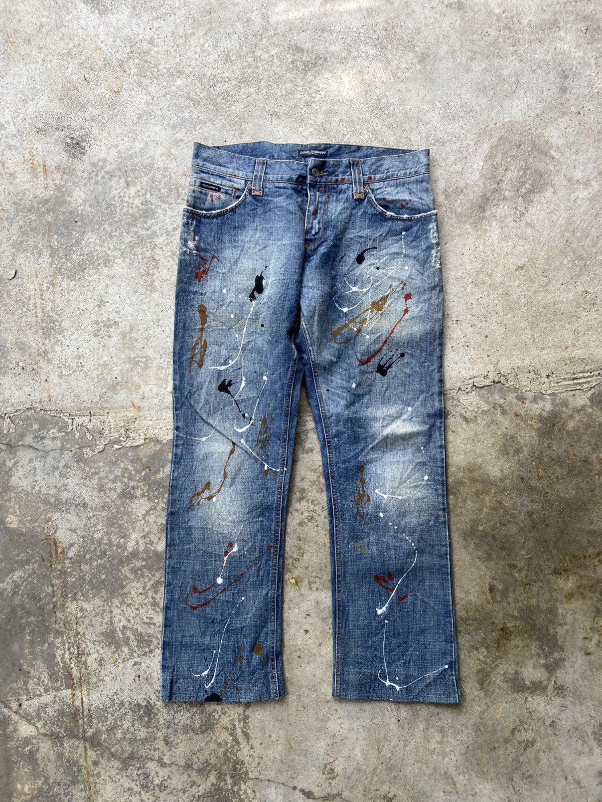 Dolce & Gabbana ARCHIVE SS03 ‘16 Classic’ Splatter Paint Distressed Denim Size US 36 / EU 52 - 1 Thumbnail