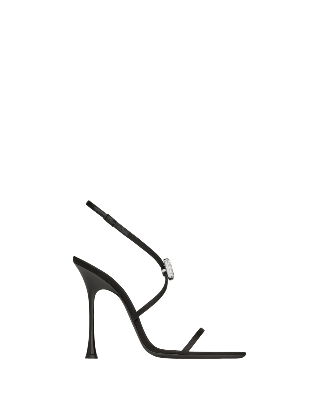 SAINT LAURENT Harlow Black Satin Crystal 110mm Sandals