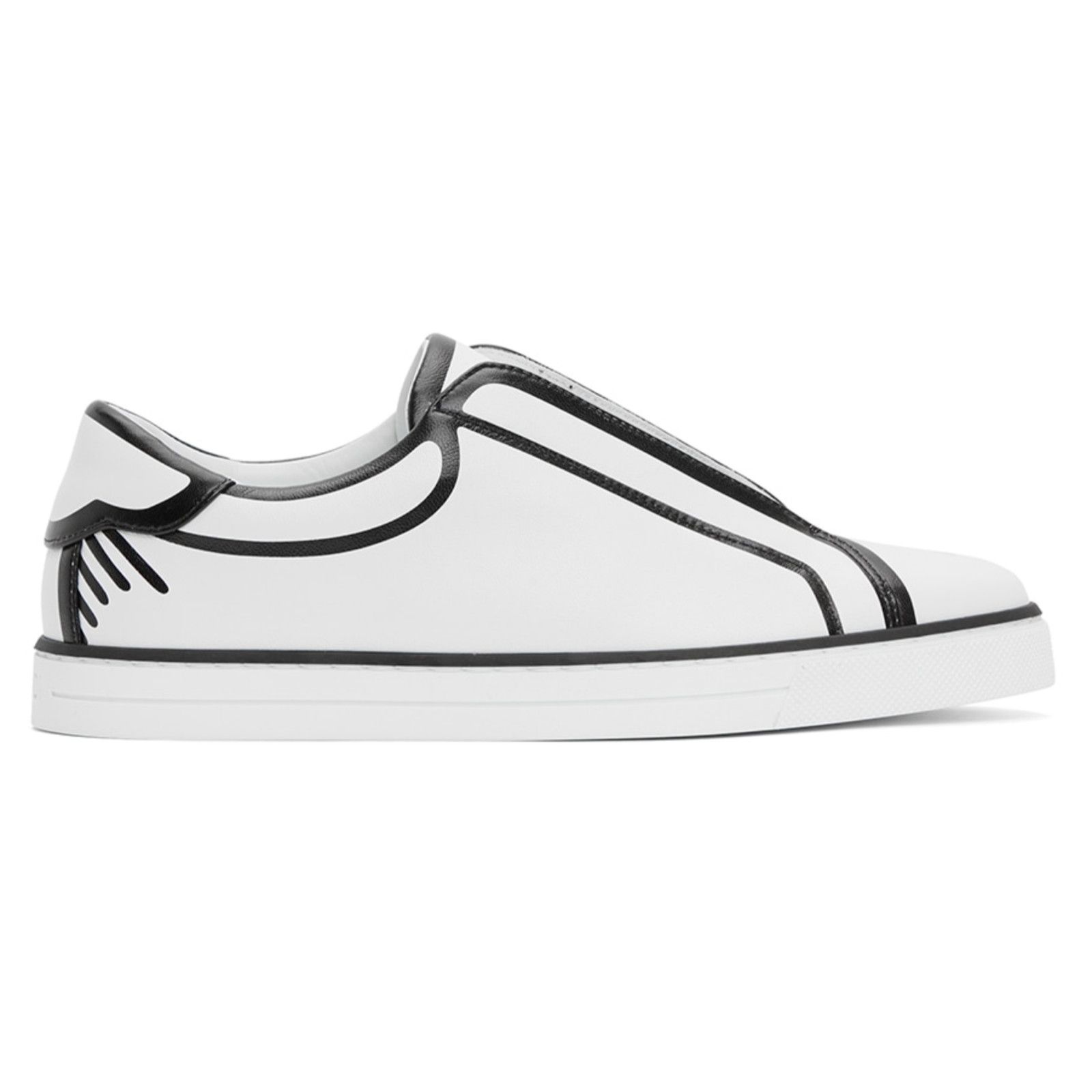 Fendi Fendi Joshua Vides Black White Leather Top Slip On Sneaker Size US 7 / IT 37 - 1 Thumbnail