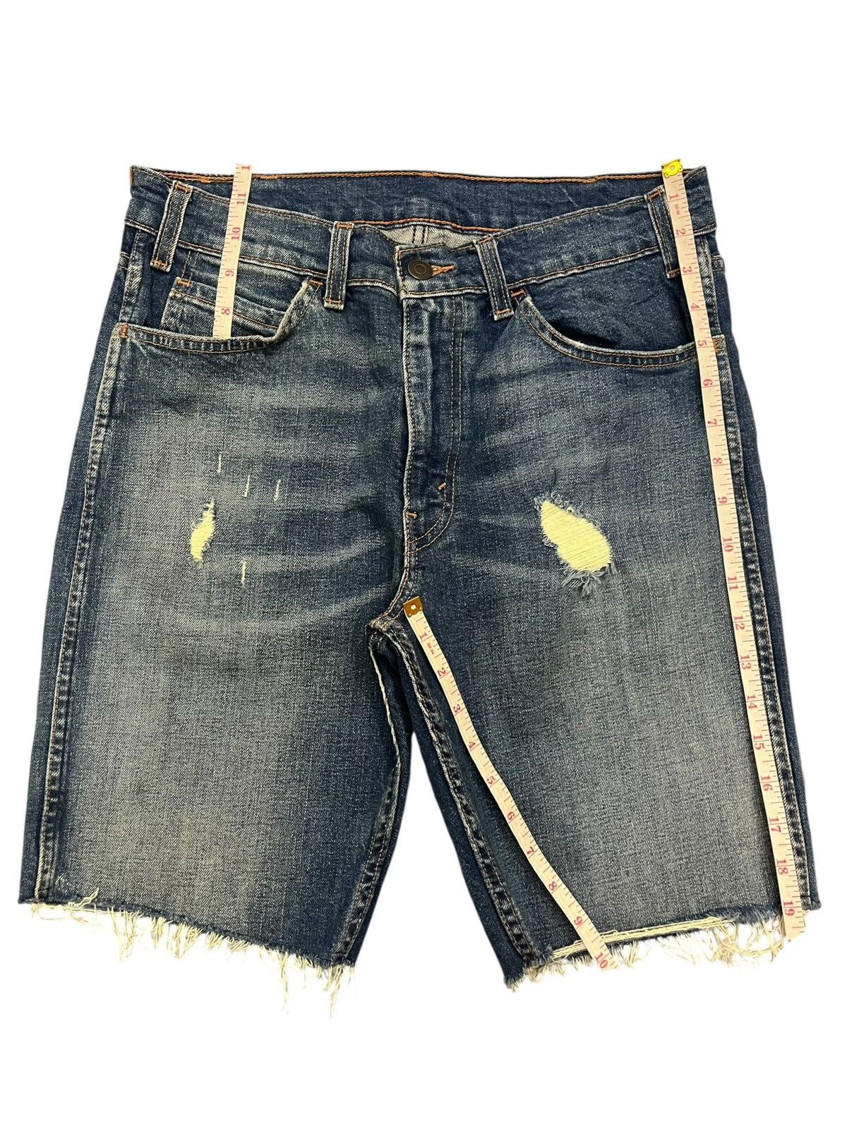 Levi's Vintage Y2K Levis 505 C Orange Tab Distress Jean Shorts Size 31" - 7 Thumbnail