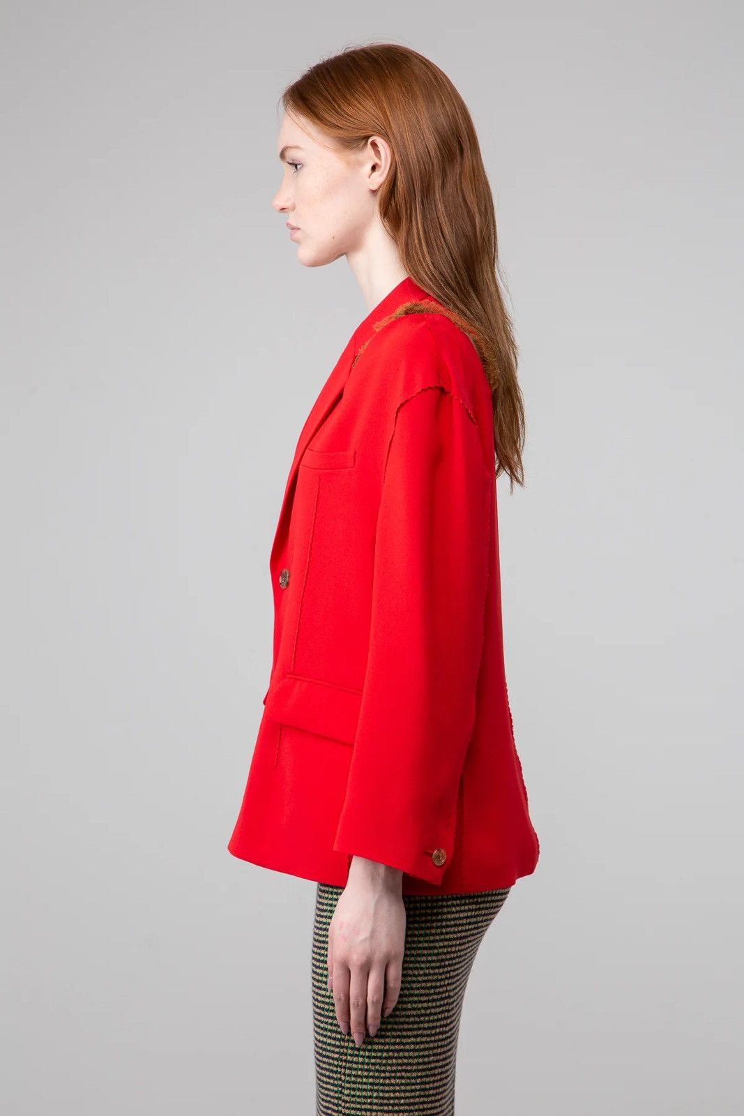 Undercover (Sz 1) $1,140 Silk Acetate Split Deconstructed Red Blazer Size S / US 4 / IT 40 - 5 Thumbnail