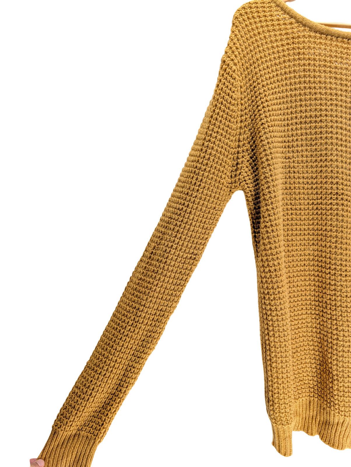 The Unbranded Brand 3X Sweater Extra Large Waffle Knit Criss Cross Back Mustard Size 3XL / US 20-22 - 2 Thumbnail
