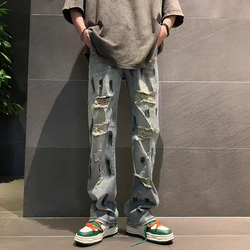 Designer × Jean × Vintage High street hip hop ripped straight leg jeans Size US 34 / EU 50 - 1 Thumbnail