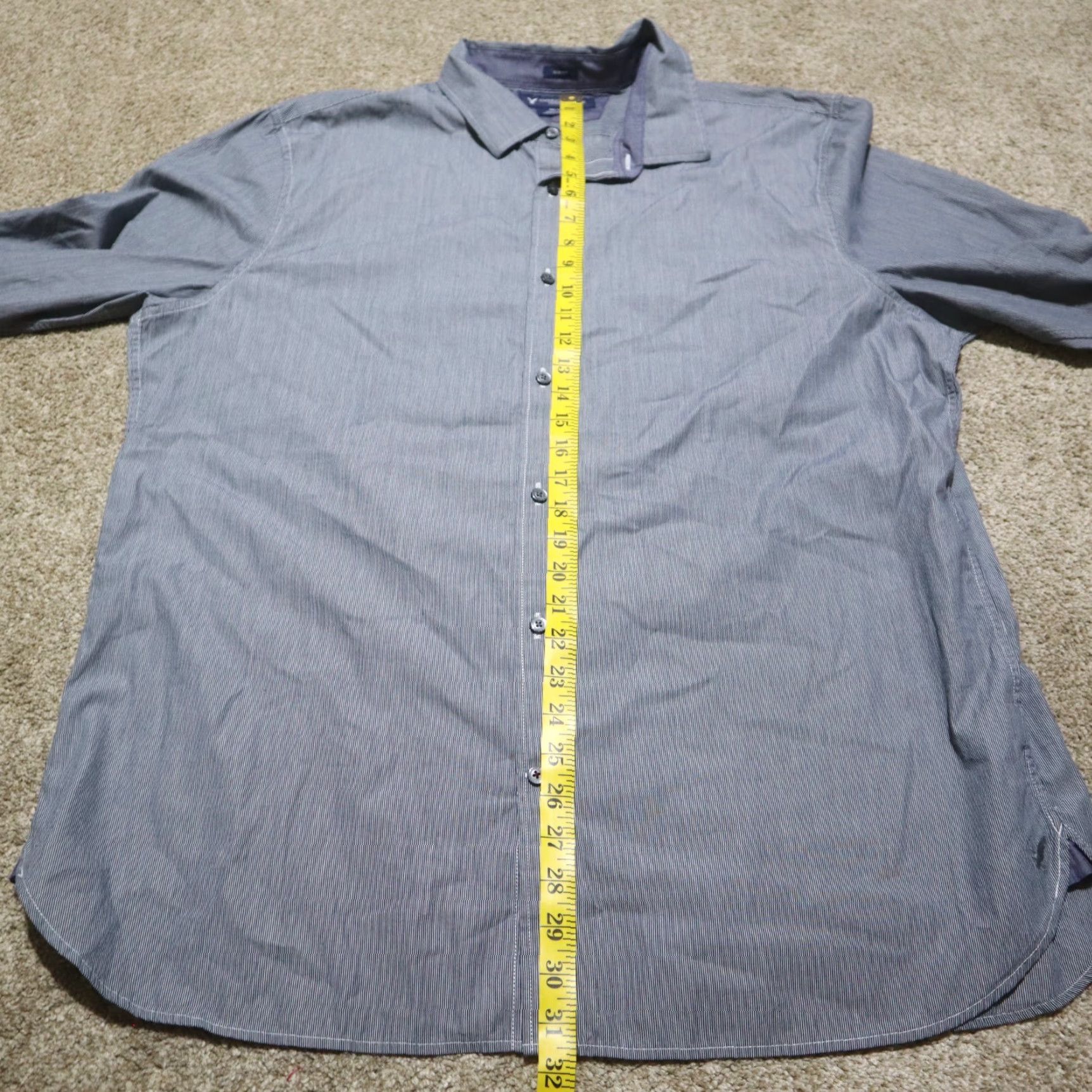 American Eagle Outfitters American Eagle Outfitters Shirt 2XL Blue Striped Long Sleeve Button-Up Men Slim Fit Size US XXL / EU 58 / 5 - 6 Thumbnail