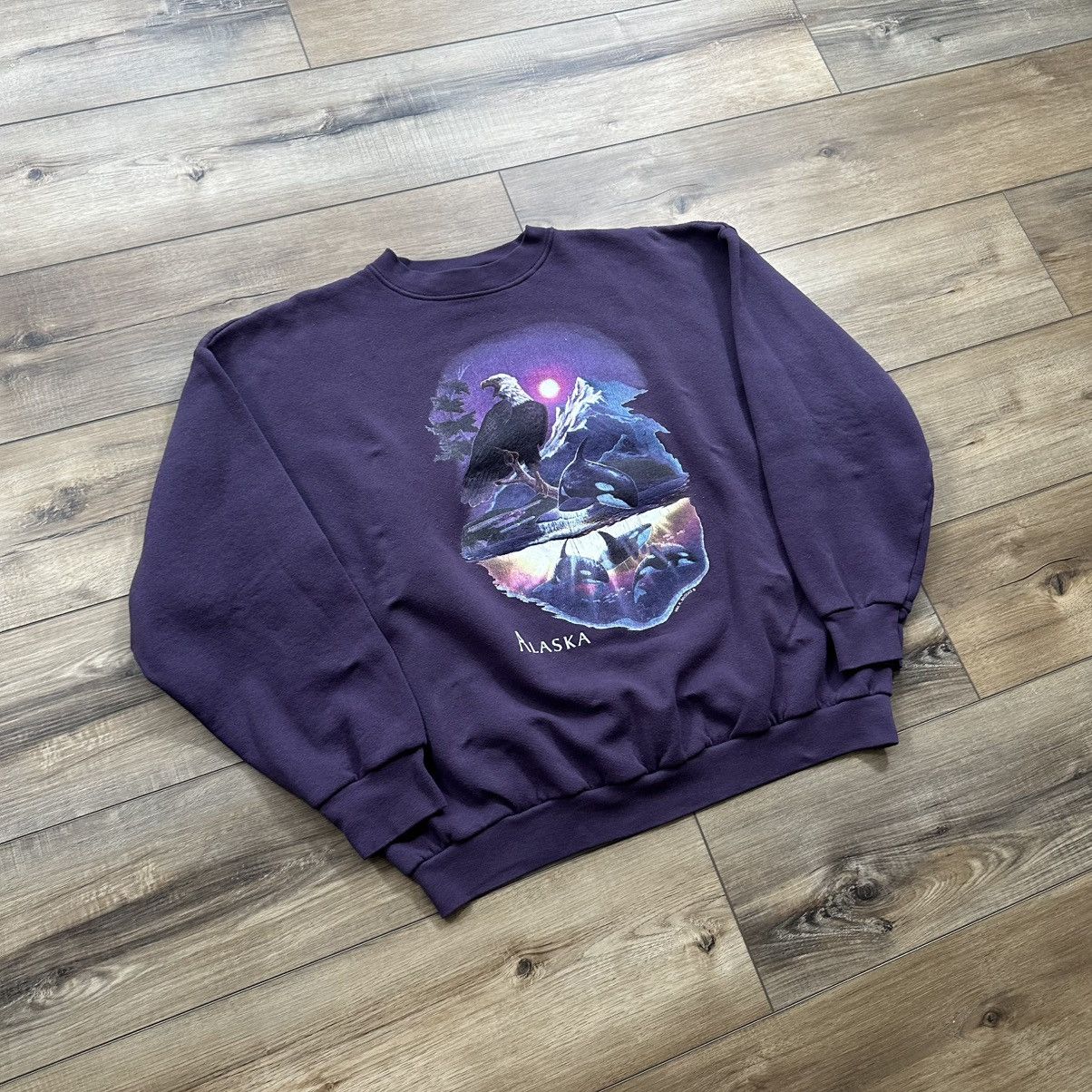 Tultex Vintage 90s Alaska Wildlife Nature Crewneck Sweatshirt Size US XL / EU 56 / 4 - 2 Thumbnail