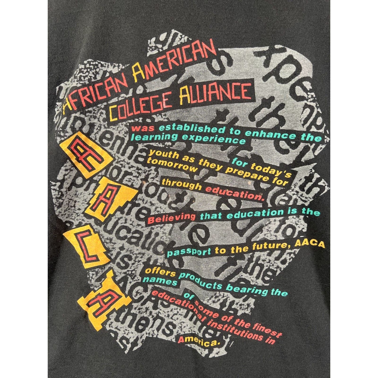 Vintage VINTAGE African American College Alliance T-Shirt Mens Large Black USA Made Size US L / EU 52-54 / 3 - 5 Thumbnail