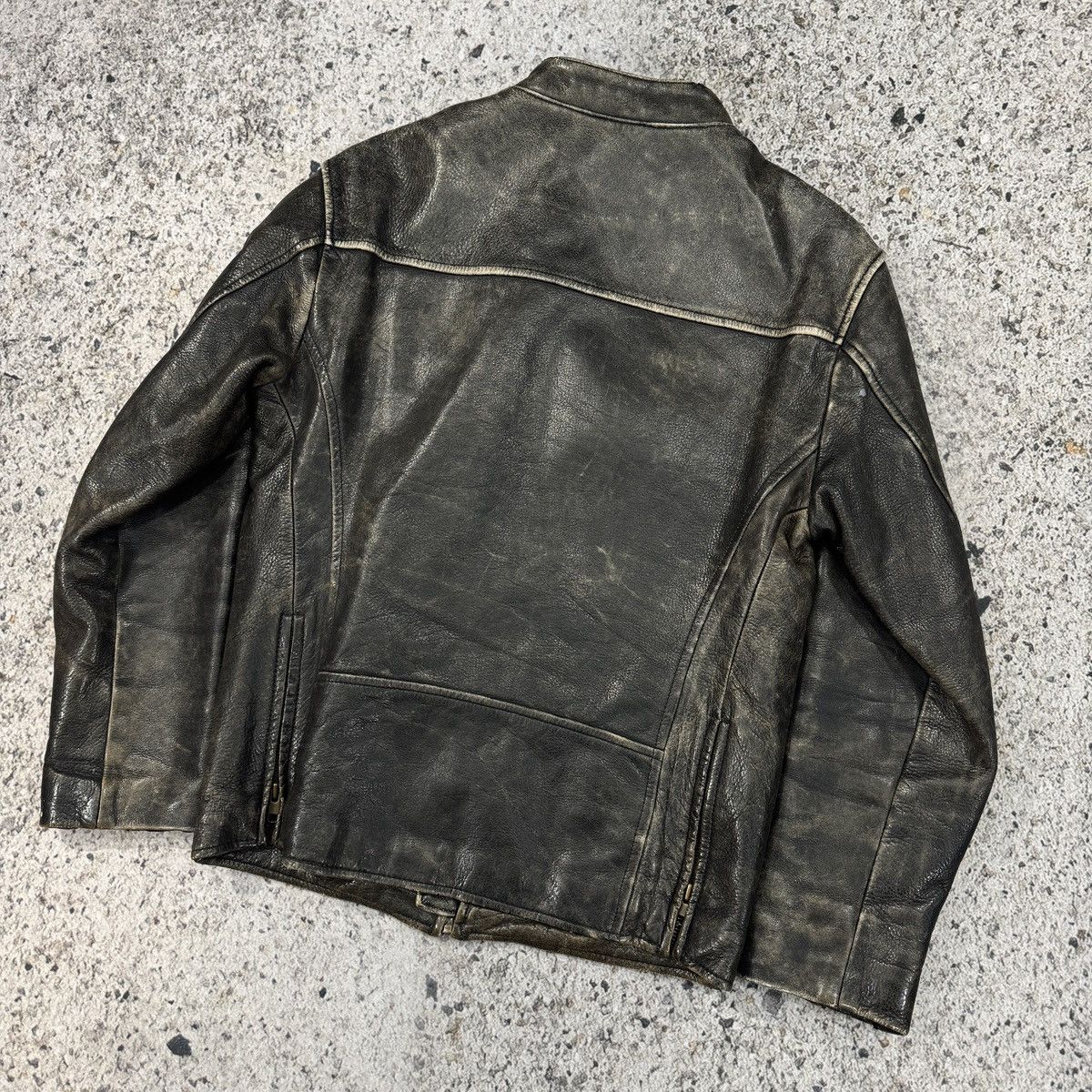 Levi's Vintage Levi's Faded Leather Cafe Racer Style Zip Jacket Size US S / EU 44-46 / 1 - 9 Thumbnail