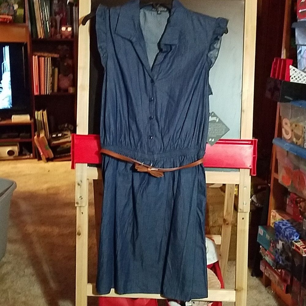 Other BeBop Denim Bow Belted Ruffled Sleeves Collared Size S / US 4 / IT 40 - 1 Thumbnail