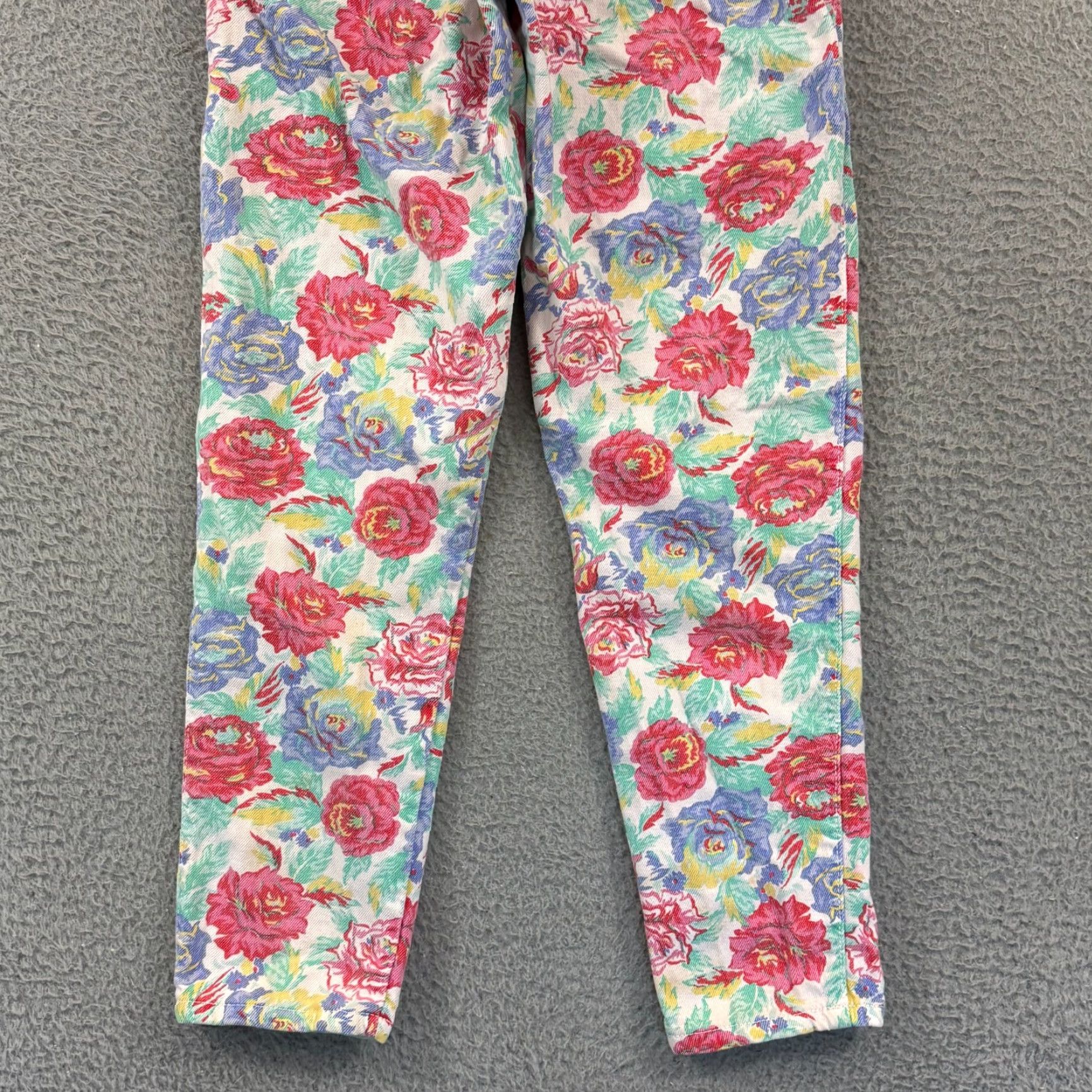 Vintage VINTAGE Palmettos Jeans Juniors 7 High Waisted Floral Pastel 80s Straight Casual Womens Boys? Size 28" / US 6 / IT 42 - 4 Thumbnail
