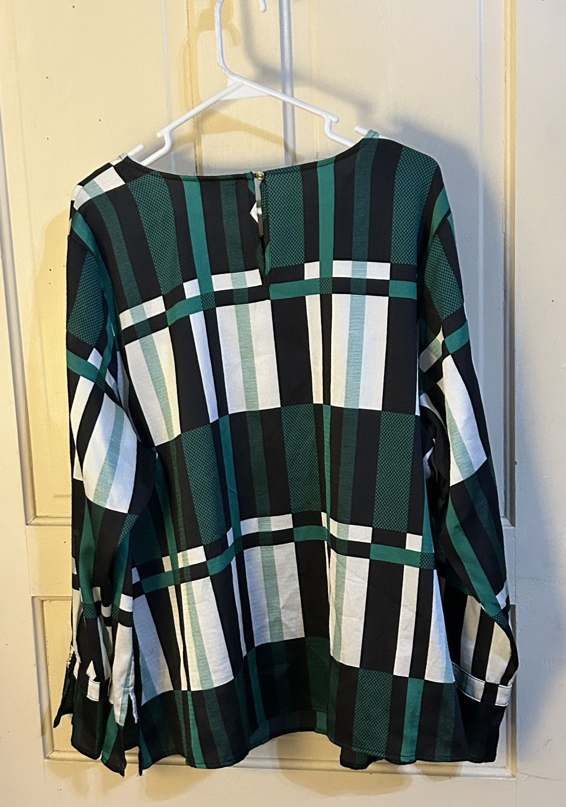 Liz Claiborne Liz Claiborne Bold Geometric Blouse Emerald & Black Size XL / US 12-14 / IT 48-50 - 5 Thumbnail
