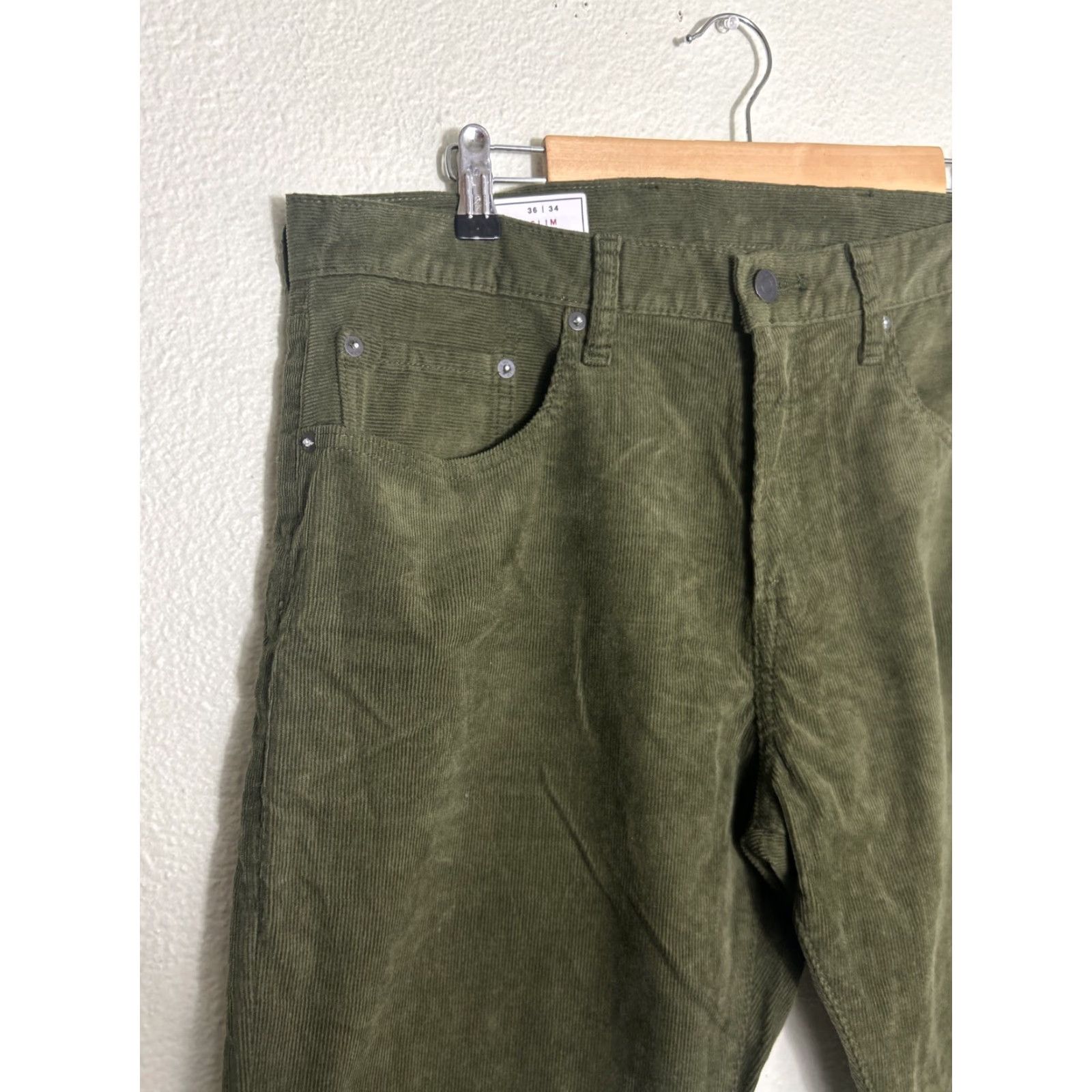 Gap Gap Slim Corduroy Pants Army Jacket Green Mens Size 36x34 Straight Size US 36 / EU 52 - 4 Thumbnail