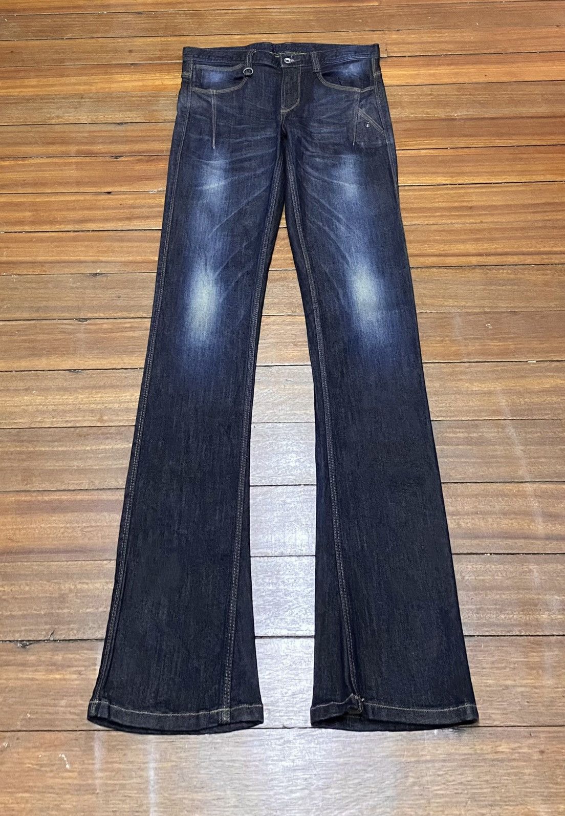 Very Rare Vintage Brand Nicole Club Waxed Flared Jeans 2000s
