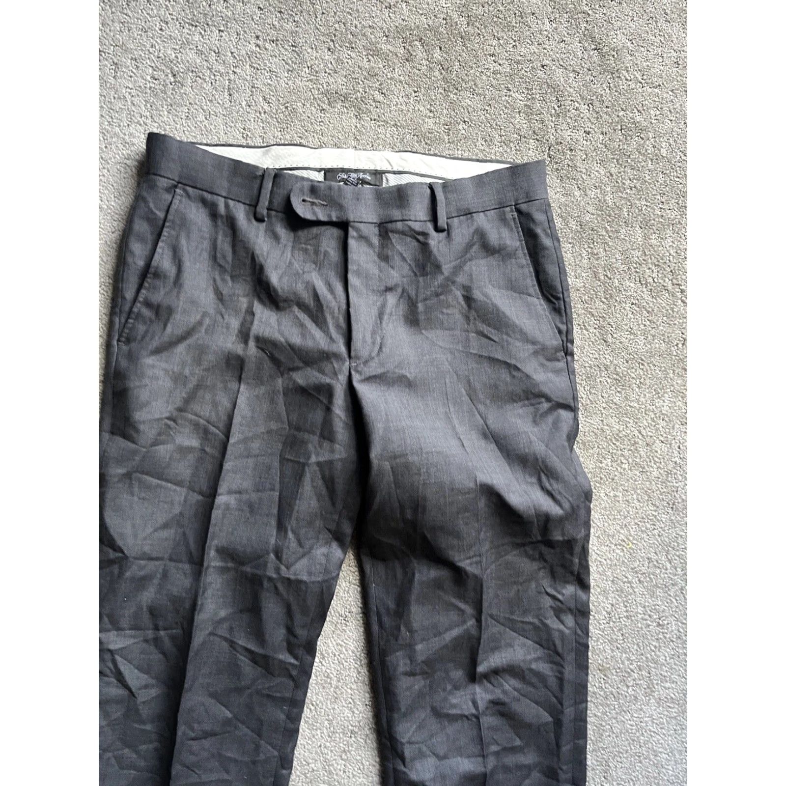 Saks Fifth Avenue Saks Fifth Avenue Dress Pants Men's 32x28 Gray Wool Flat Front Regular Fit Size US 32 / EU 48 - 2 Thumbnail